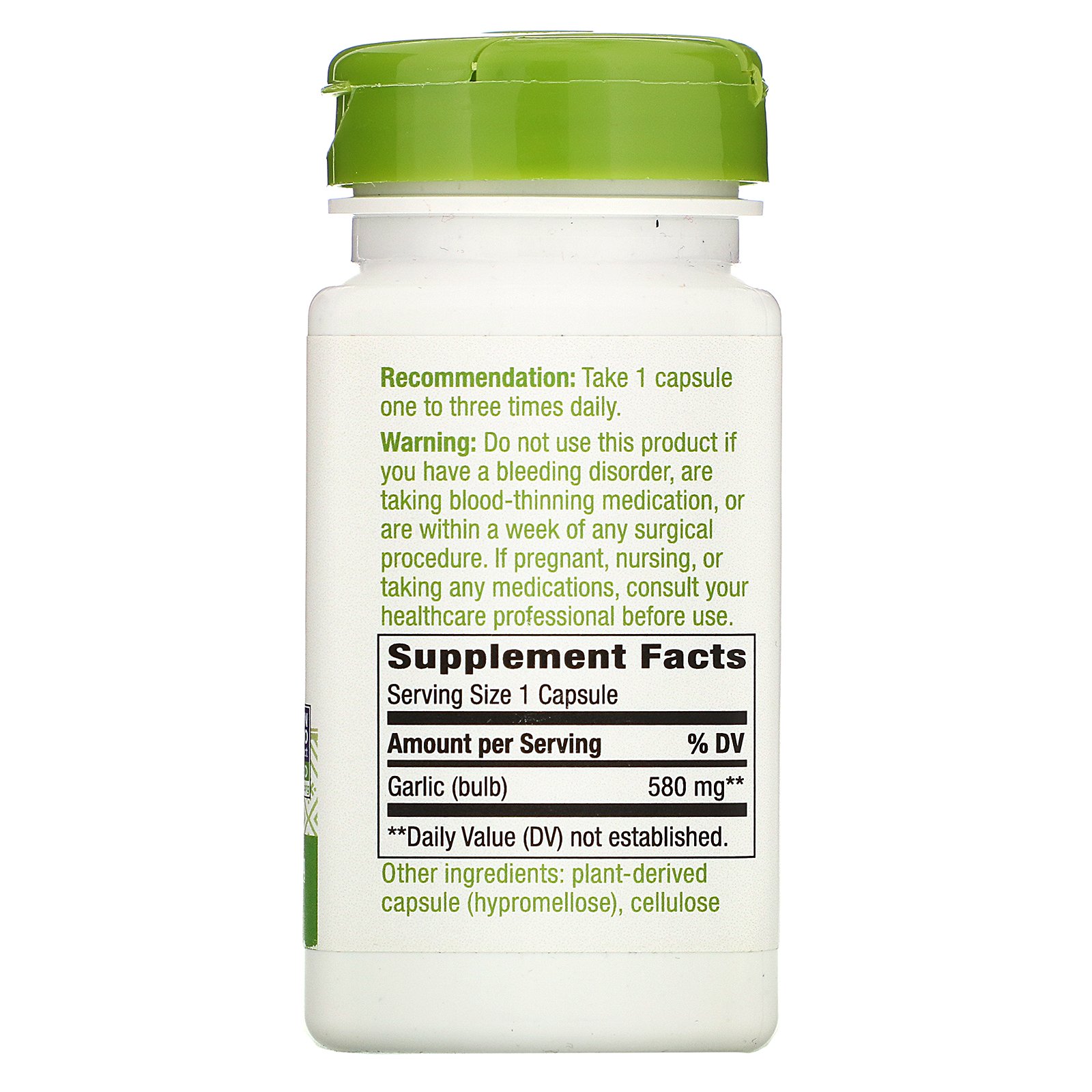 Nature's Way, Garlic Bulb, 580 mg, 100 Vegan Capsules - Imagem 2