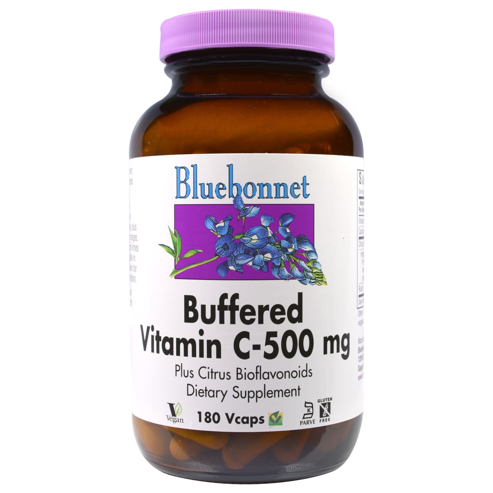 Bluebonnet Nutrition, Vitamina C tamponada, 500 mg, 180 cápsulas vegetais