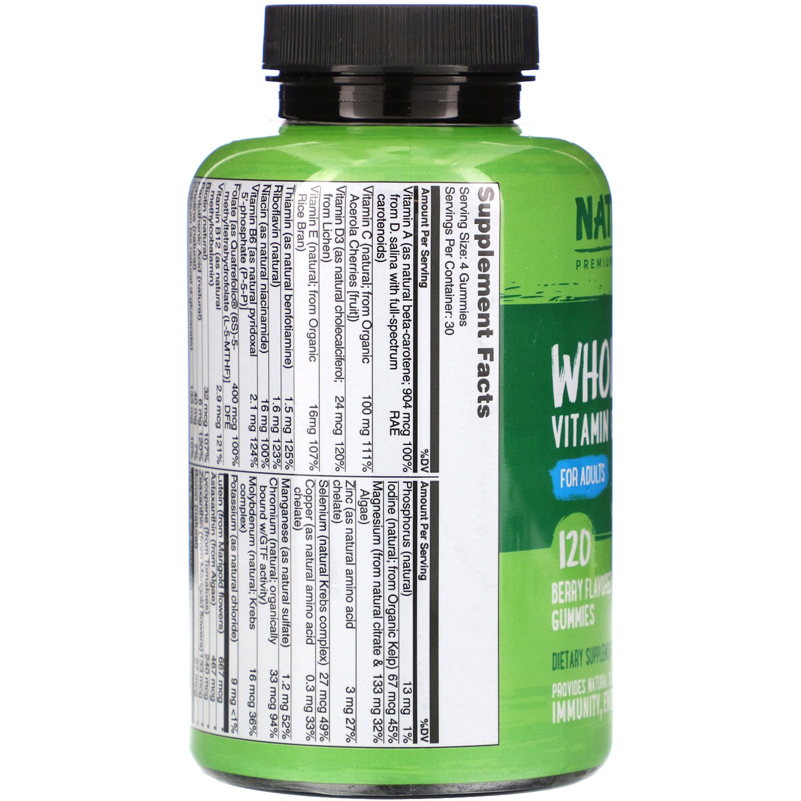 NATURELO, Whole Food Vitamin Gummies for Adults, Berry Flavored, 120 Gummies - Imagem 2