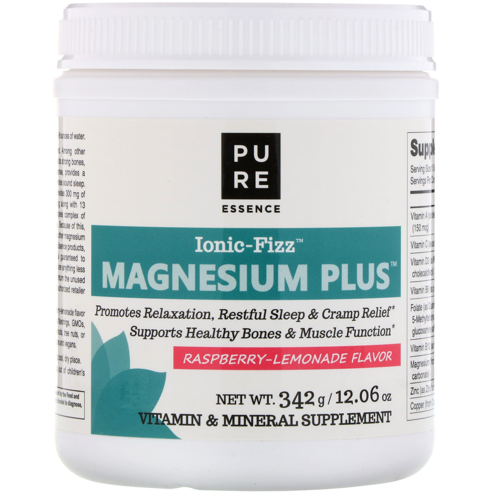 Pure Essence, Ionic-Fizz, Magnesium Plus, Sabor de Limonada com Framboesa, 12,06 oz (342 g)