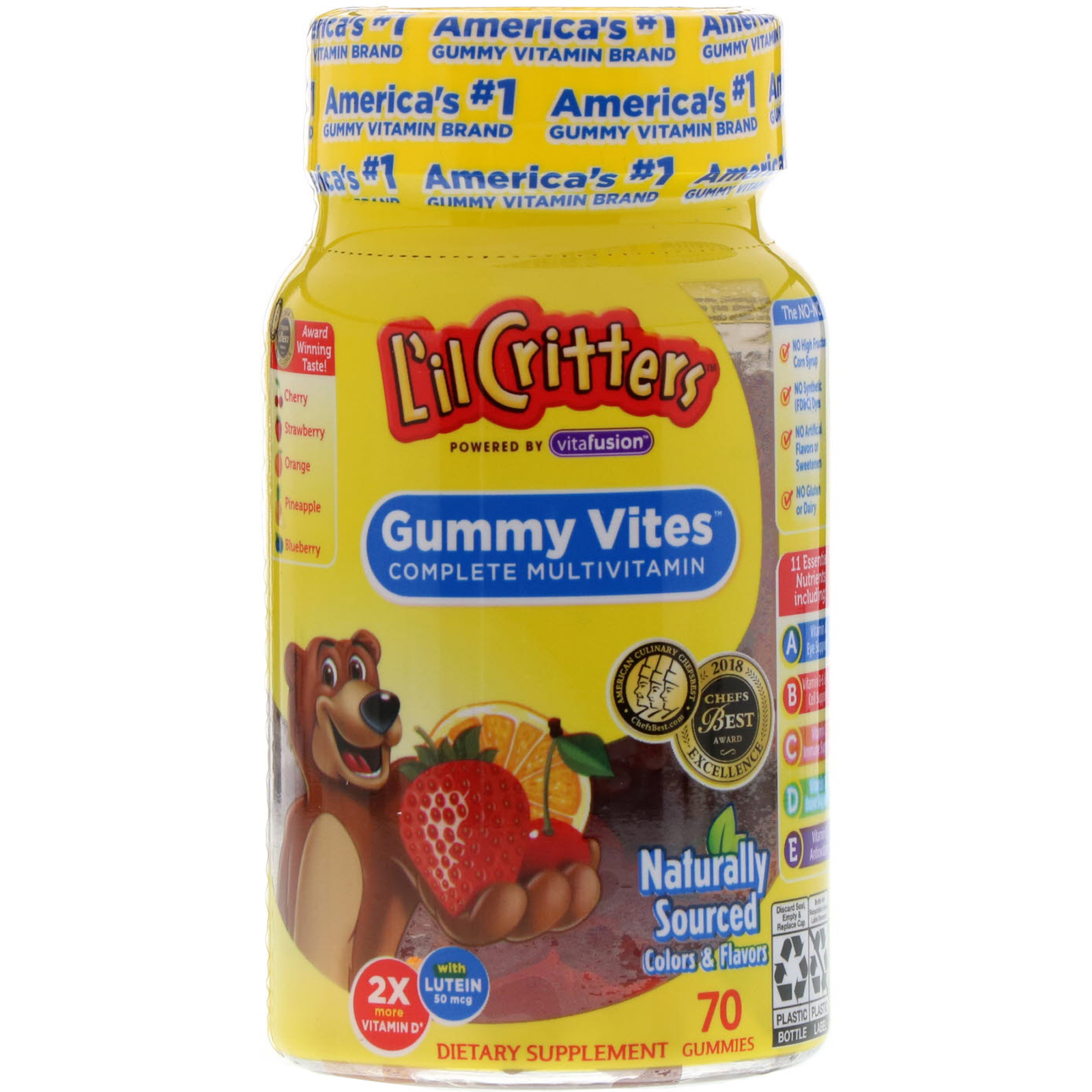 L'il Critters, Multivitamínico Completo Gummy Vites, 70 Balas de Goma