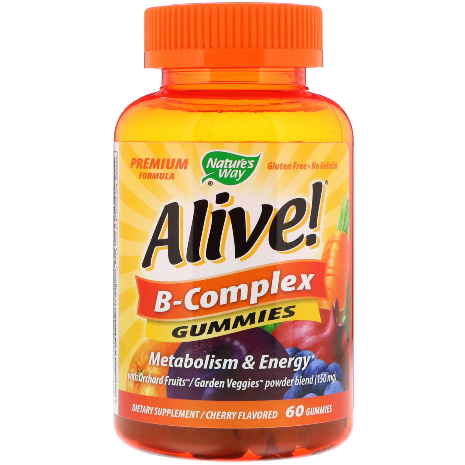 Nature's Way, Alive! Complexo B, Sabor Cereja, 60 Balas de Goma