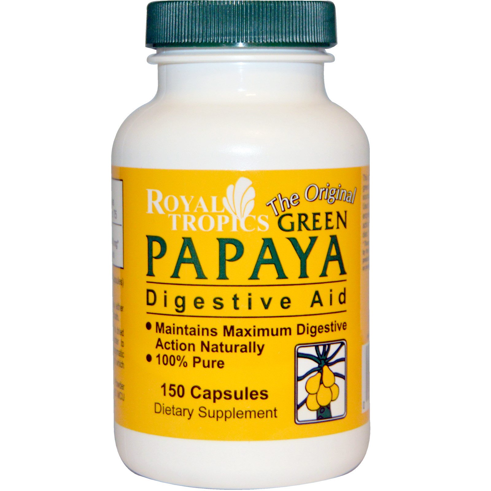 Royal Tropics, The Original Green Papaya, Auxílio Digestivo, 150 Cápsulas