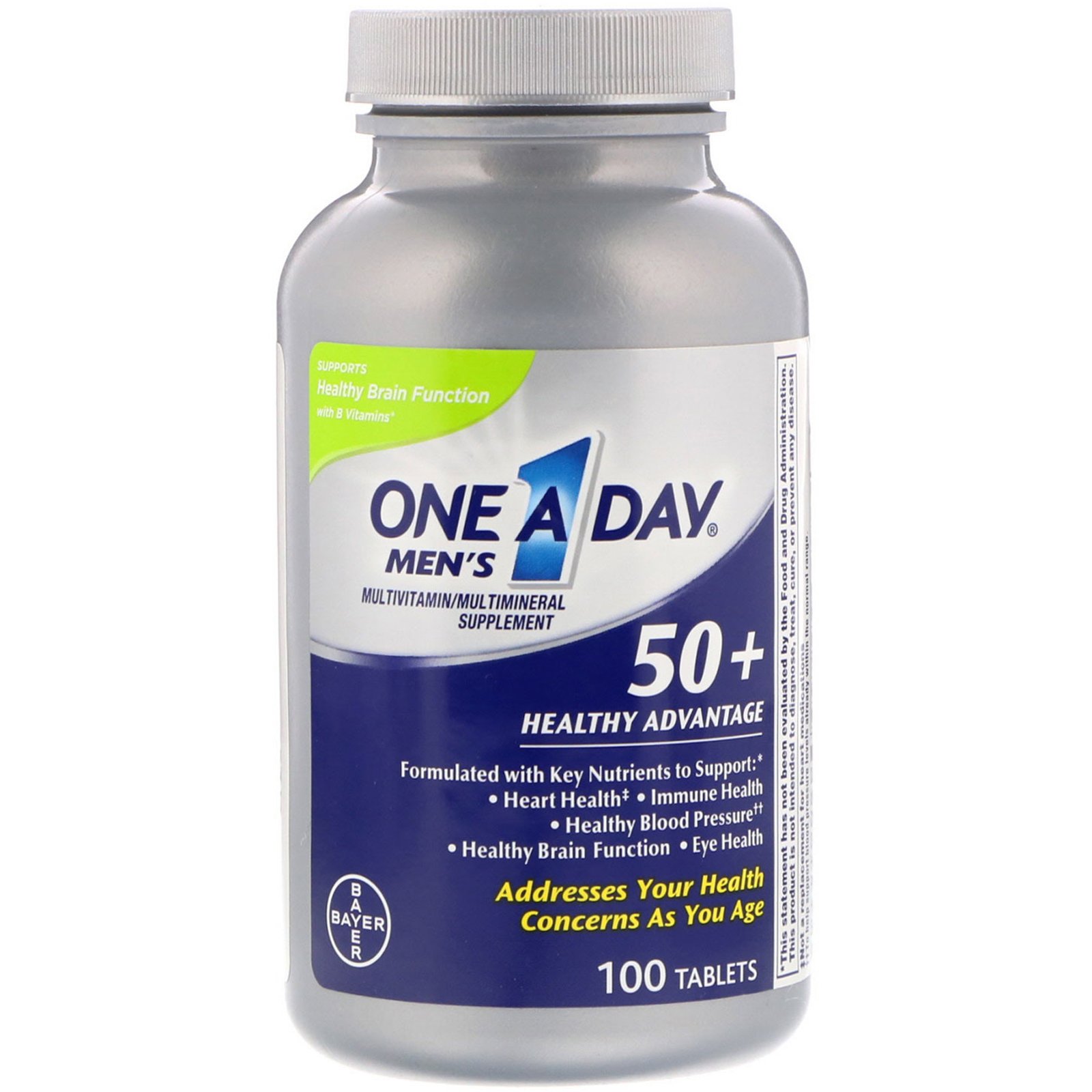 One-A-Day, Men's 50+, Healthy Advantage, Suplemento Multivitamínico/Multimineral, 100 Comprimidos