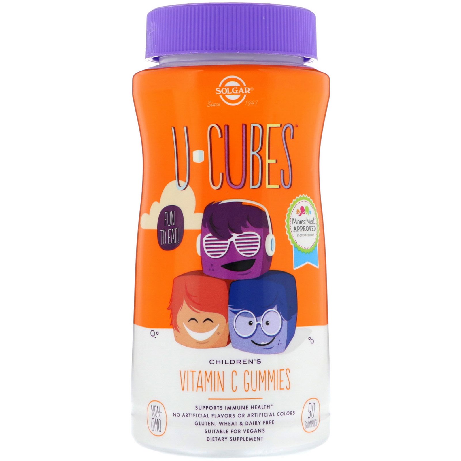 Solgar, U-Cubes, Vitamina C Infantil, Sabores de Laranja e Morango, 90 Balas de Goma