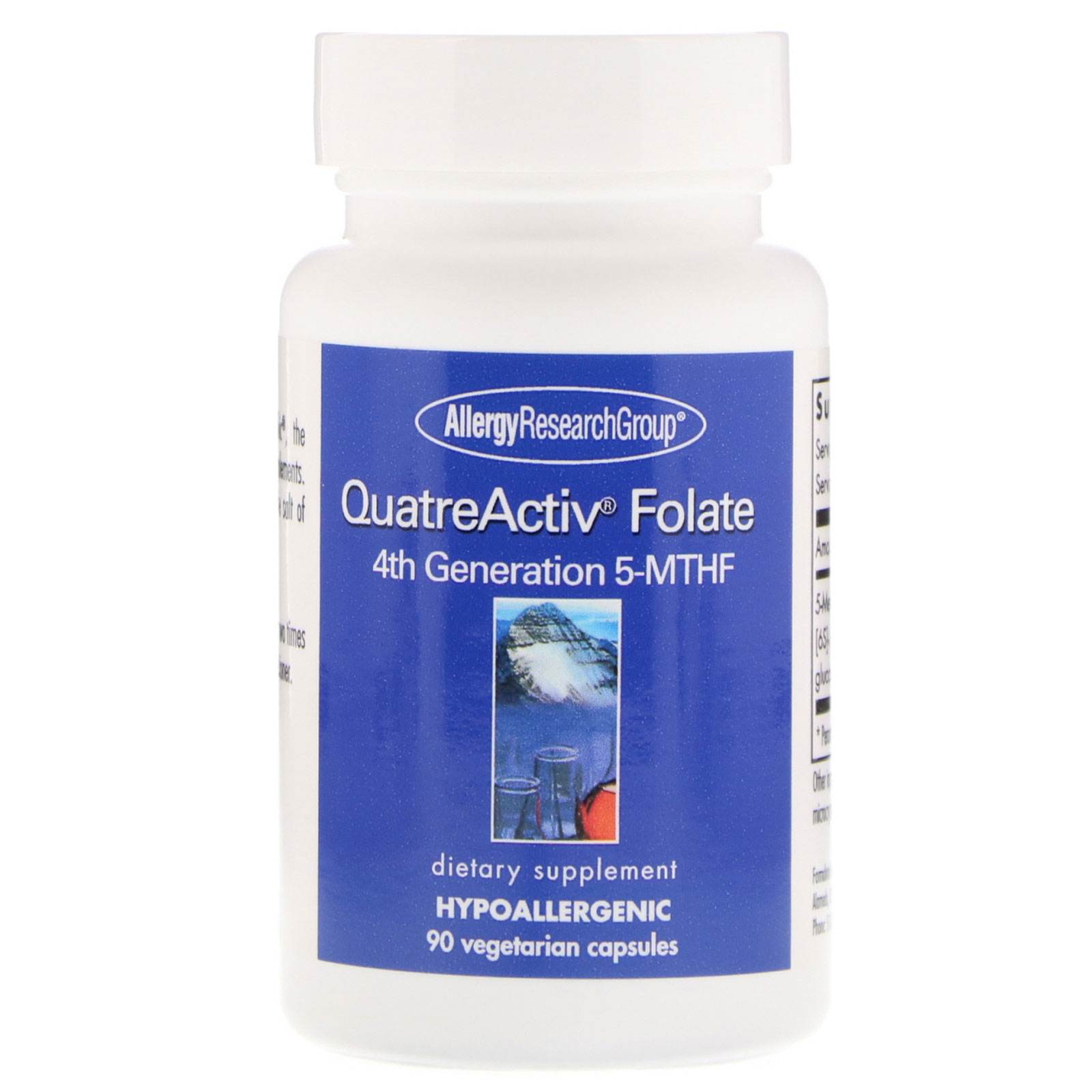 Allergy Research Group, Folato QuatreActiv, 5-MTHF de Quarta Geração, 90 Cápsulas Vegetais