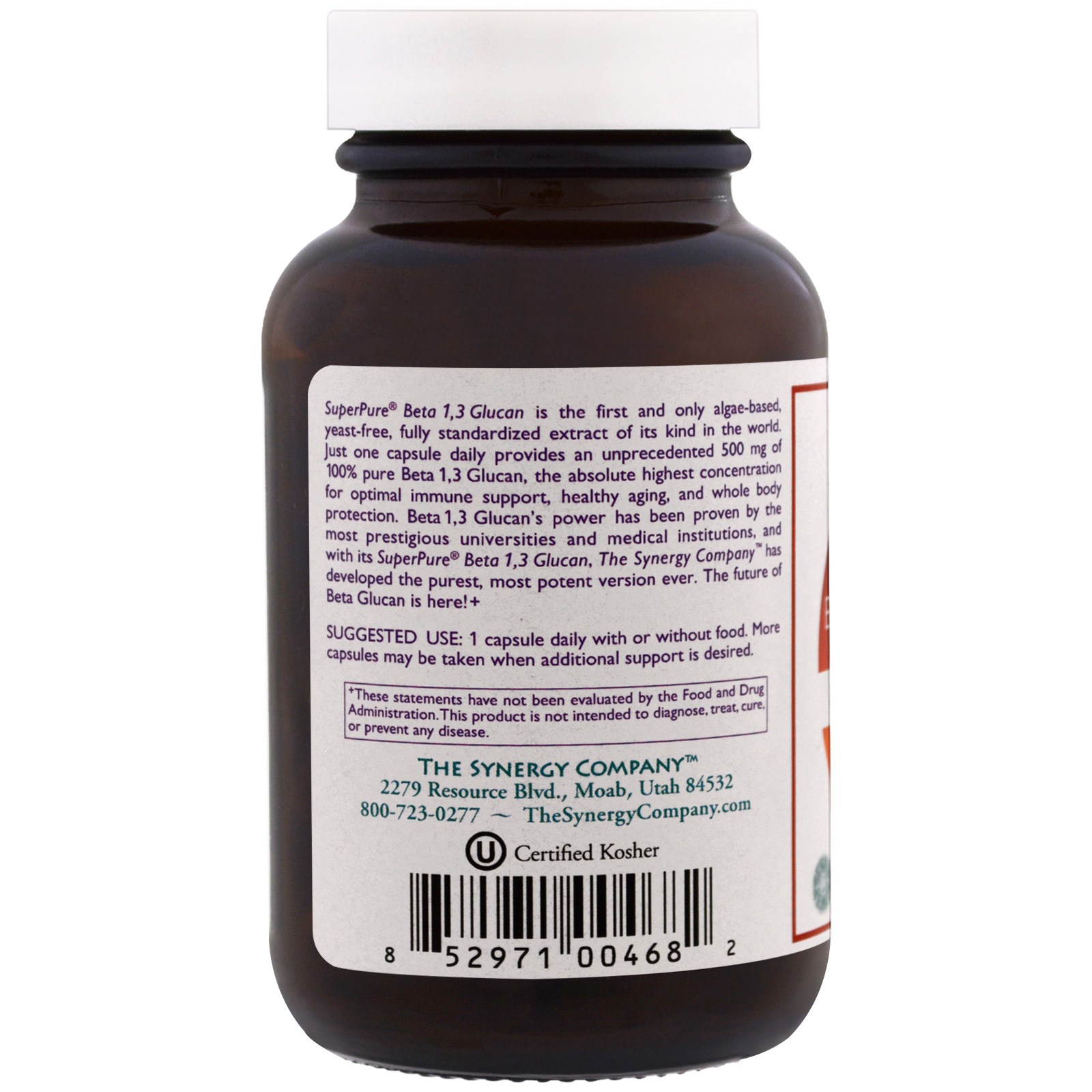 The Synergy Company, SuperPure, Beta 1,3-glucano, Extrato de Algas, 60 Cápsulas Vegetarianas - Imagem 3