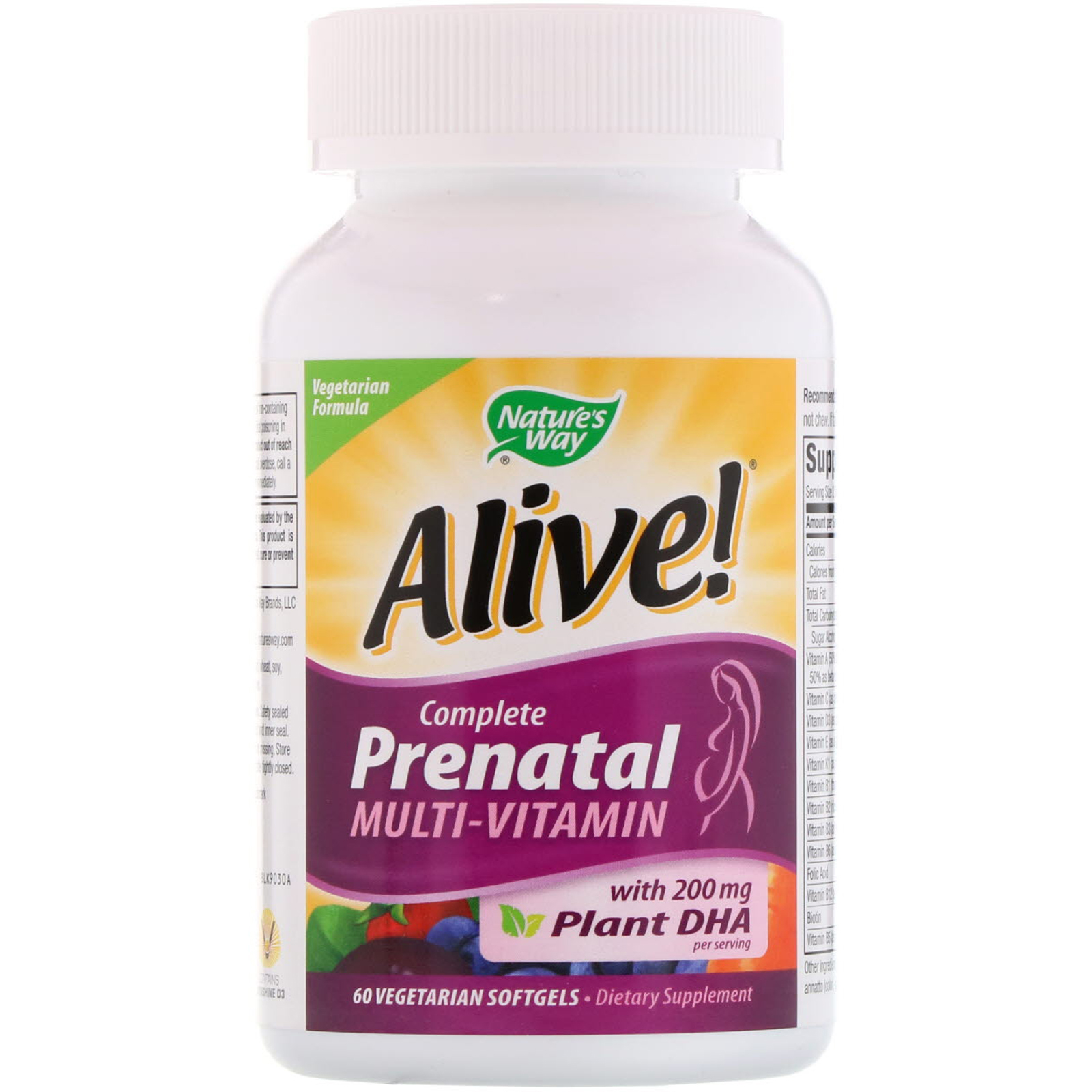 Nature's Way, Alive! Multivitamínico Pré-Natal Completo, 60 Cápsulas Softgel Vegetarianas - Imagem 3