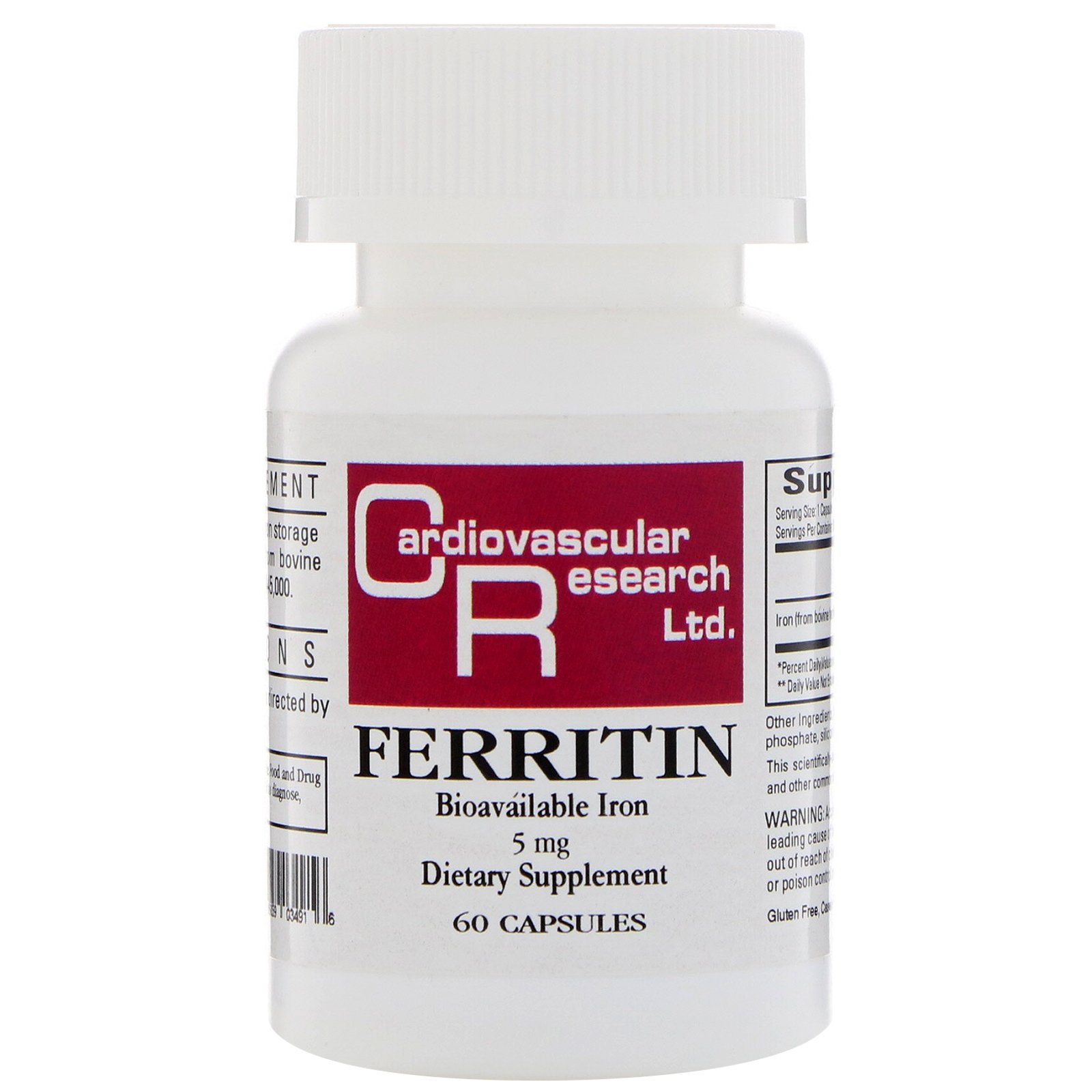 Cardiovascular Research, Ferritina, 5 mg, 60 Cápsulas