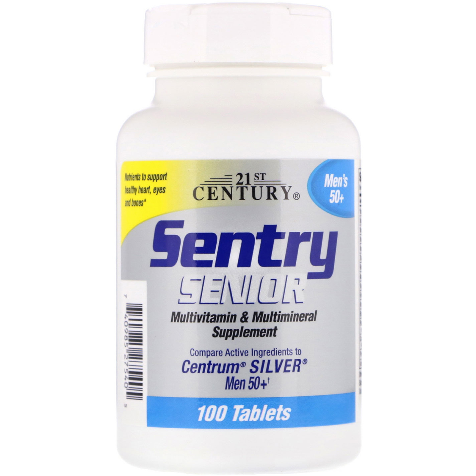 21st Century, Sentry, Senior, 50+ Para Homens, Suplemento Multivitamínico e Multimineral, 100 Comprimidos