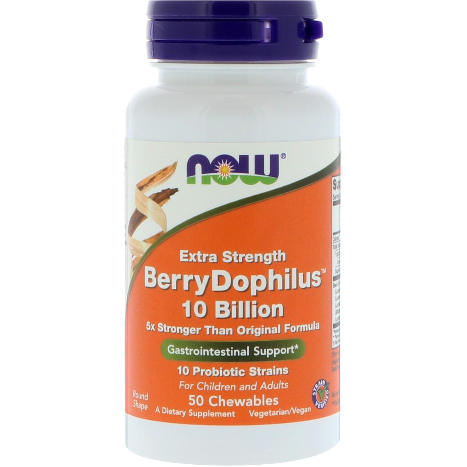 Now Foods, Extra Potente, Berry Dophilus, 50 pastilhas mastigáveis