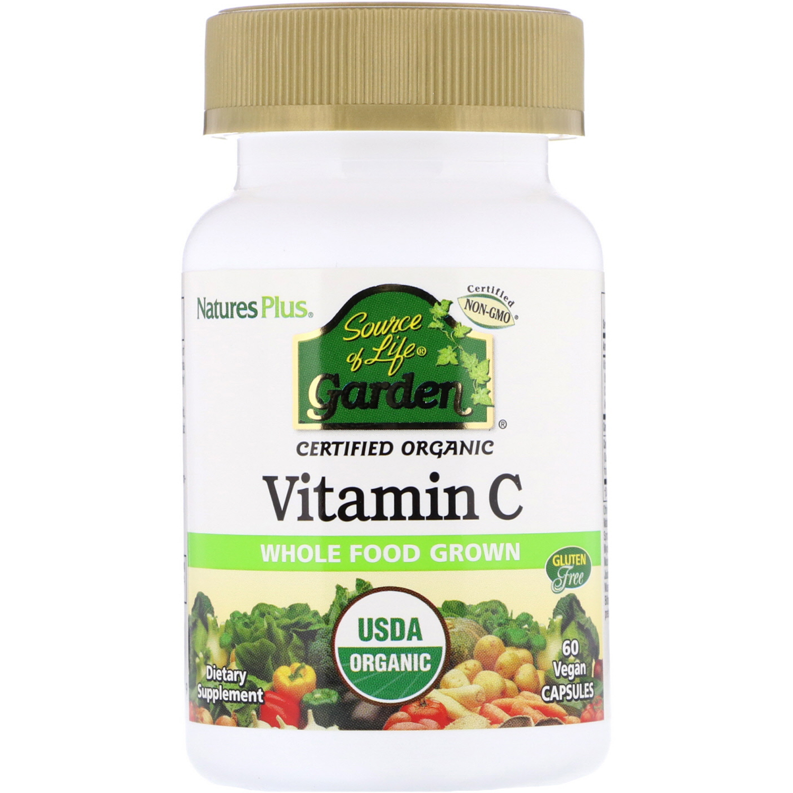 Nature's Plus, Source of Life Garden, Certified Organic Vitamin C, 60 Vegan Capsules - Imagem 3