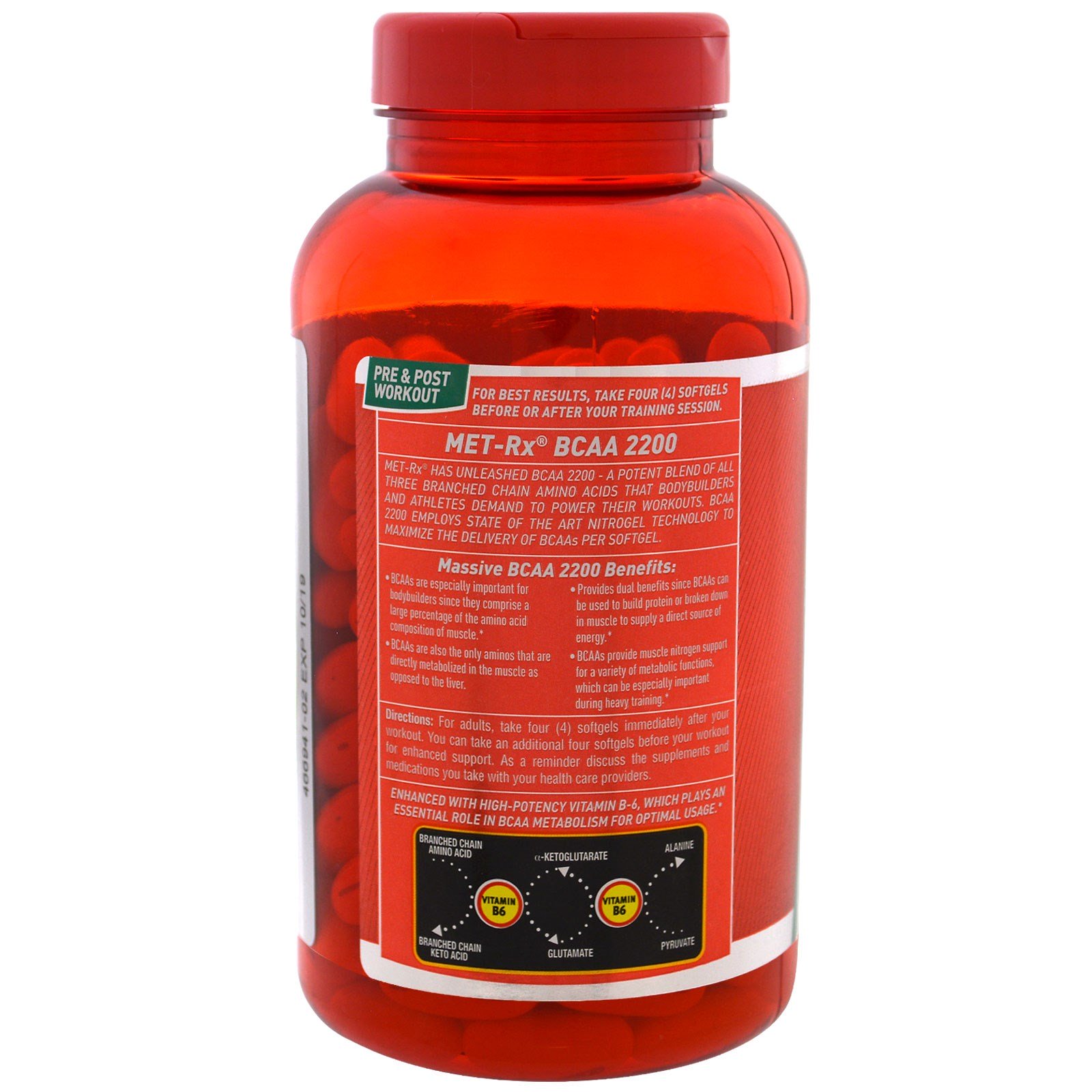 MET-Rx, BCAA 2200, 180 Softgéis - Imagem 3