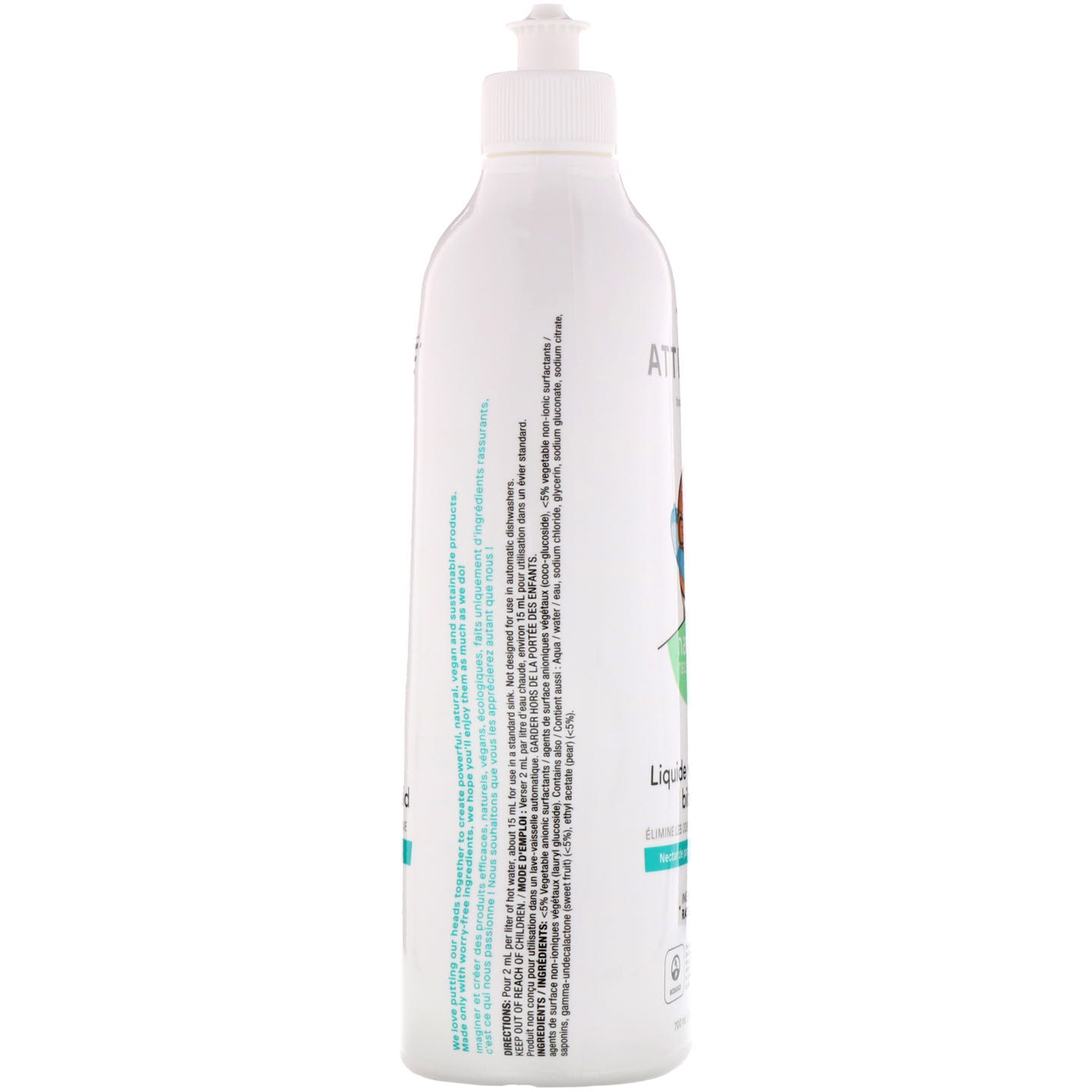 ATTITUDE, Pequenino, Líquido para Lavar Louças e Mamadeira, Néctar de Pera, 700 ml - Imagem 2