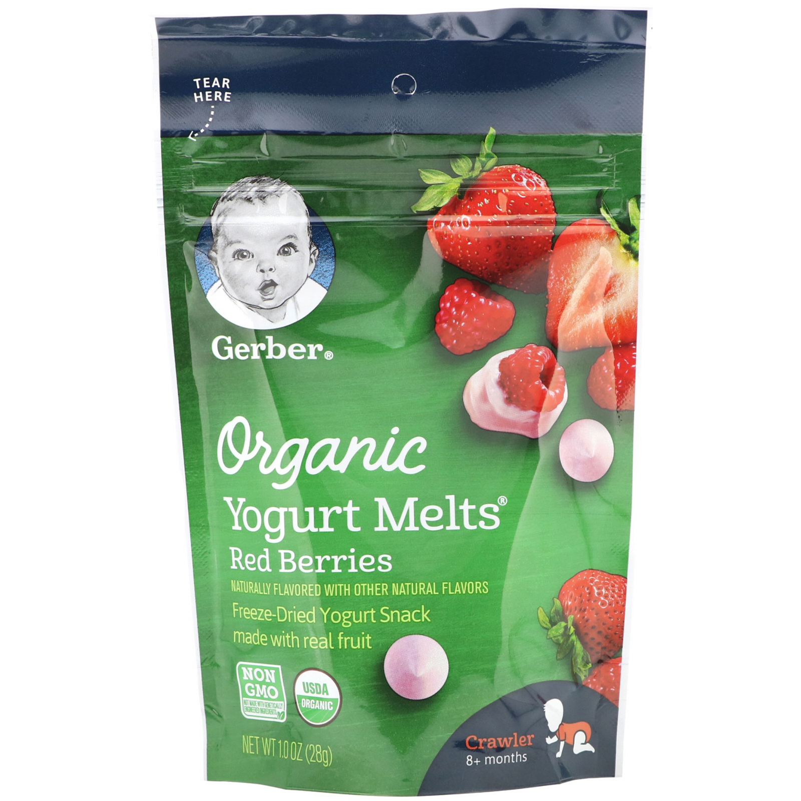 Gerber, Organic Yogurt Melts, 8 + Months, Red Berries, 1.0 oz (28 g)