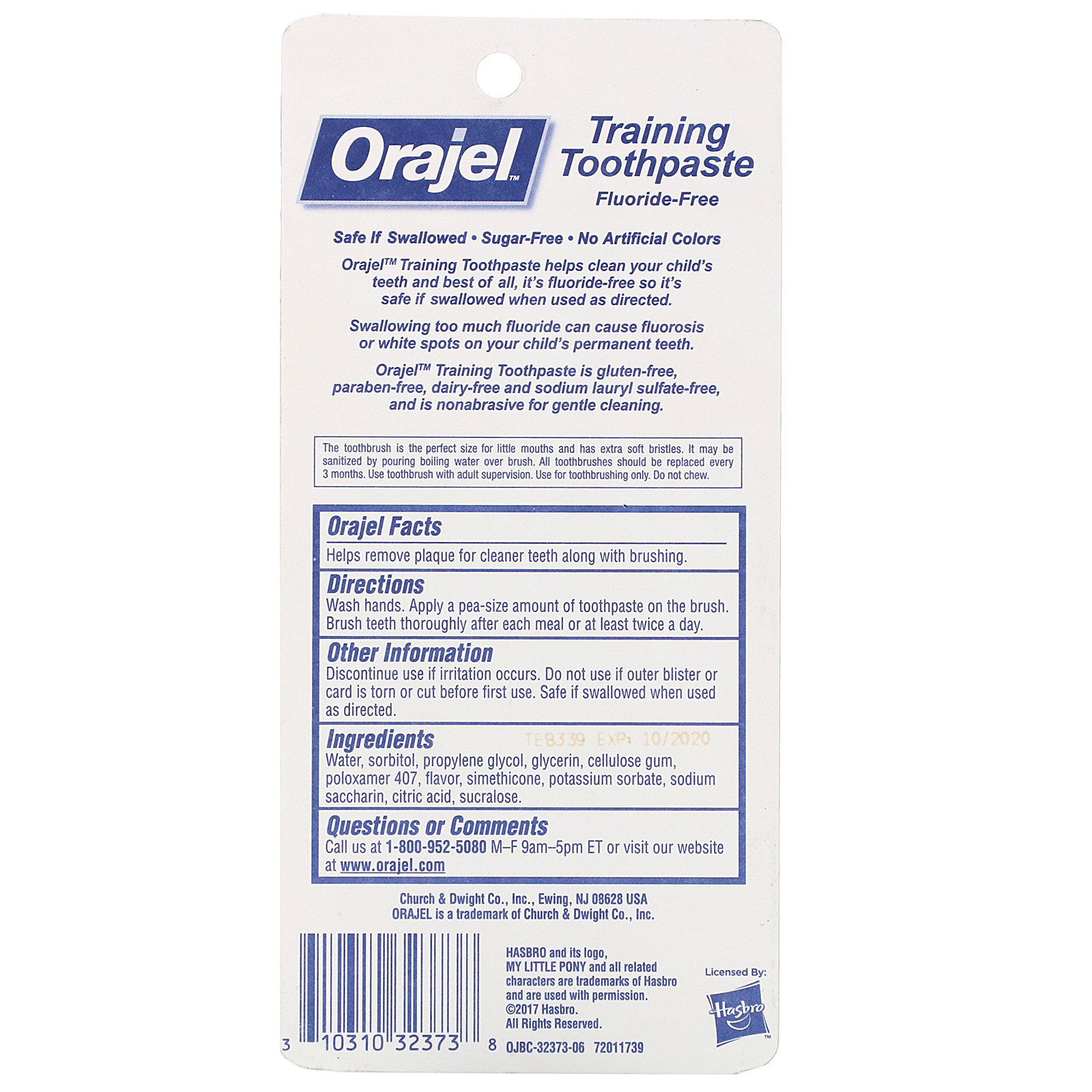 Orajel, My Little Pony Training Toothpaste with Toothbrush, Fluoride Free, 3 Months to 4 Years, Pinkie Fruity Flavor, 1 oz (28.3 g) - Imagem 3
