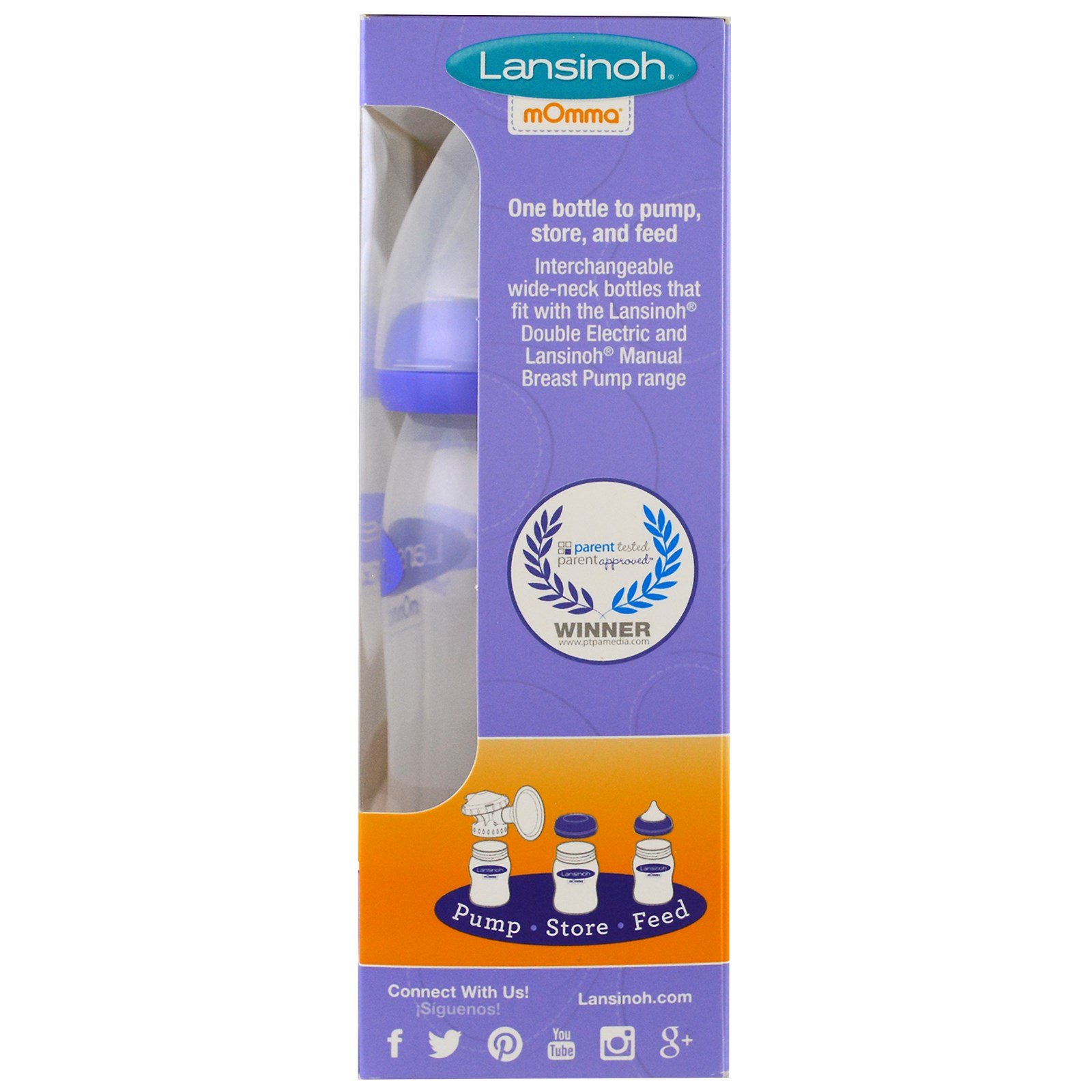 Lansinoh, Mamadeiras com bico Natural Wave, fluxo médio, 3 mamadeiras, 8 oz (240 ml) cada - Imagem 3
