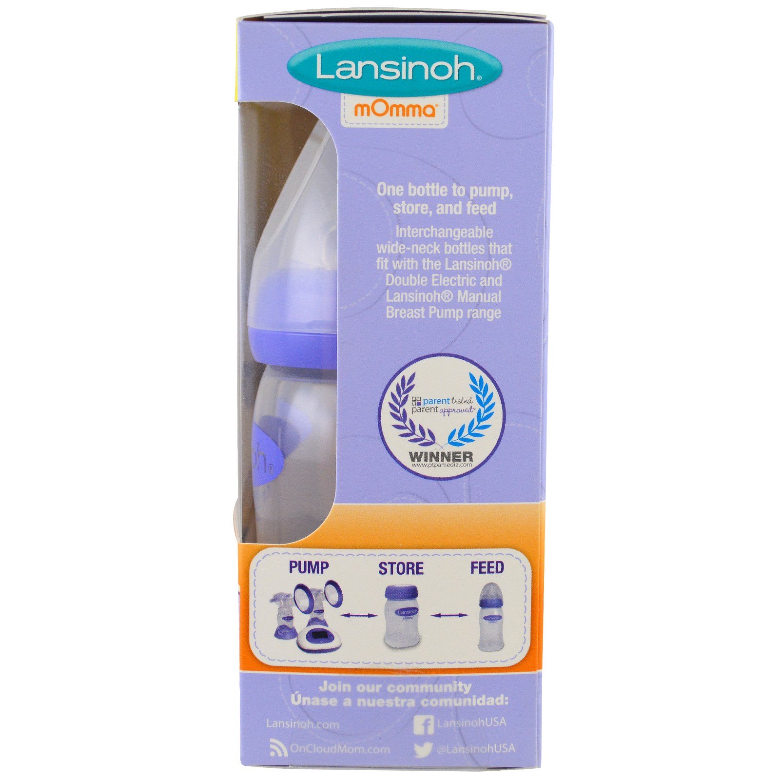 Lansinoh, Mamadeira com Bico Onda Natural, Fluxo Lento, 3 Mamadeiras, 5 oz (160 ml) Cada - Imagem 3