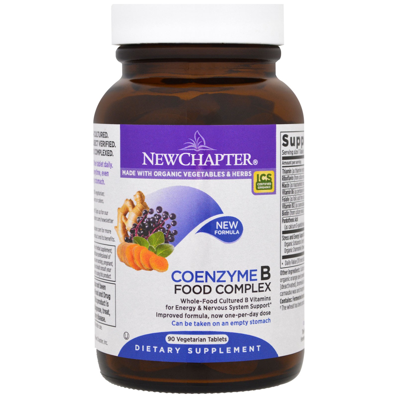 New Chapter, Coenzyme B Food Complex, 90 Vegetarian Tablets - Imagem 3