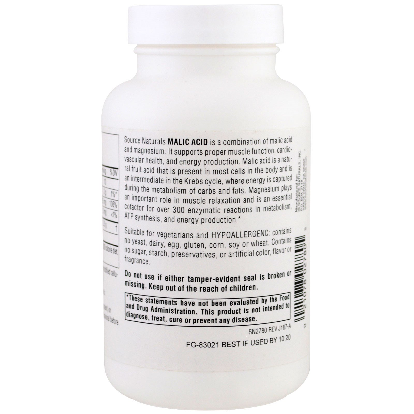 Source Naturals, Ácido malico, 833 mg, 120 comprimidos - Imagem 3