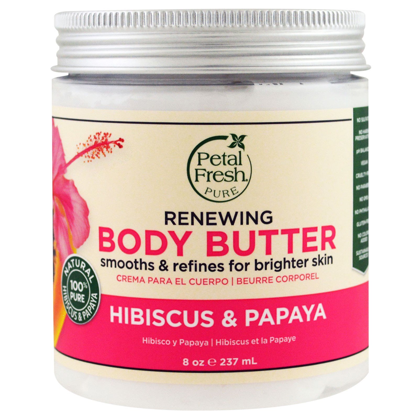 Petal Fresh, Pure, Manteiga Corporal, Tonificante, Hibisco e Mamão, 8 oz (237 ml)