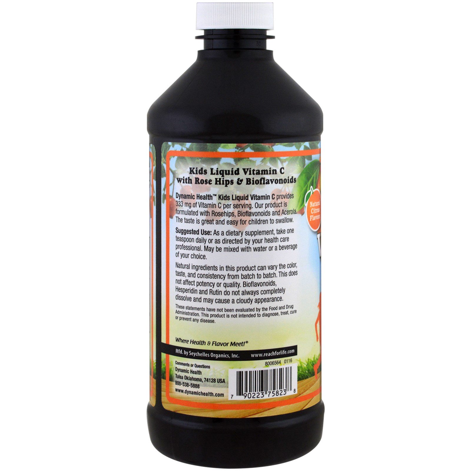 Dynamic Health Laboratories, Liquid Vitamin C for Kids Natural Citrus Flavors, 333 mg, 16 fl oz (473 ml) - Imagem 3