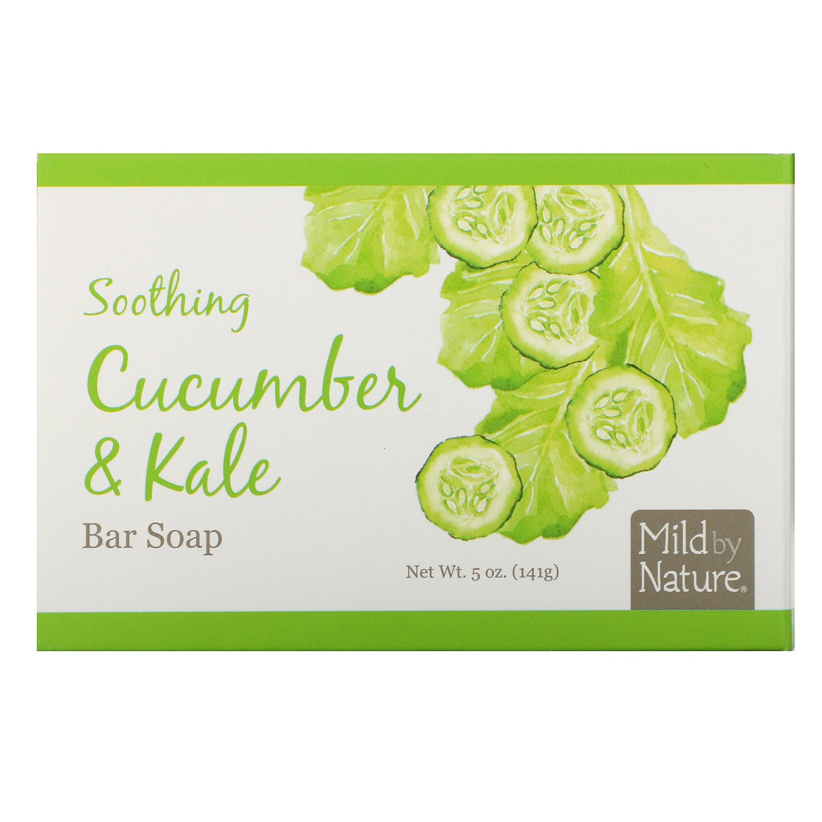 Mild By Nature, Sabonete em Barra Calmante, Pepino e Couve, 5 oz (141 g)