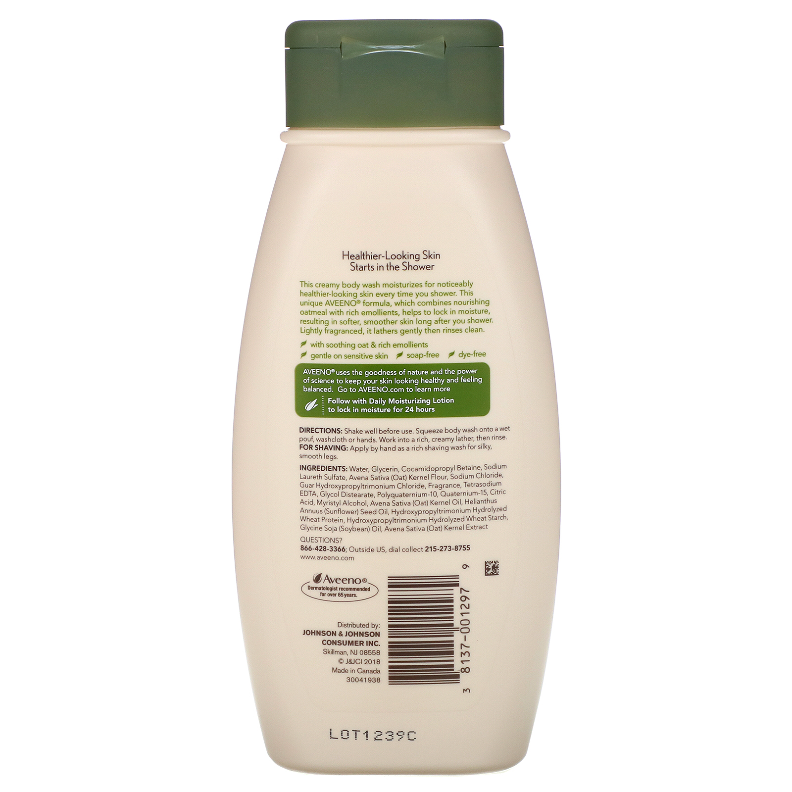 Aveeno, Active Naturals, Daily Moisturizing, Sabonete Líquido Corporal, 532 ml (18 fl oz) - Imagem 2