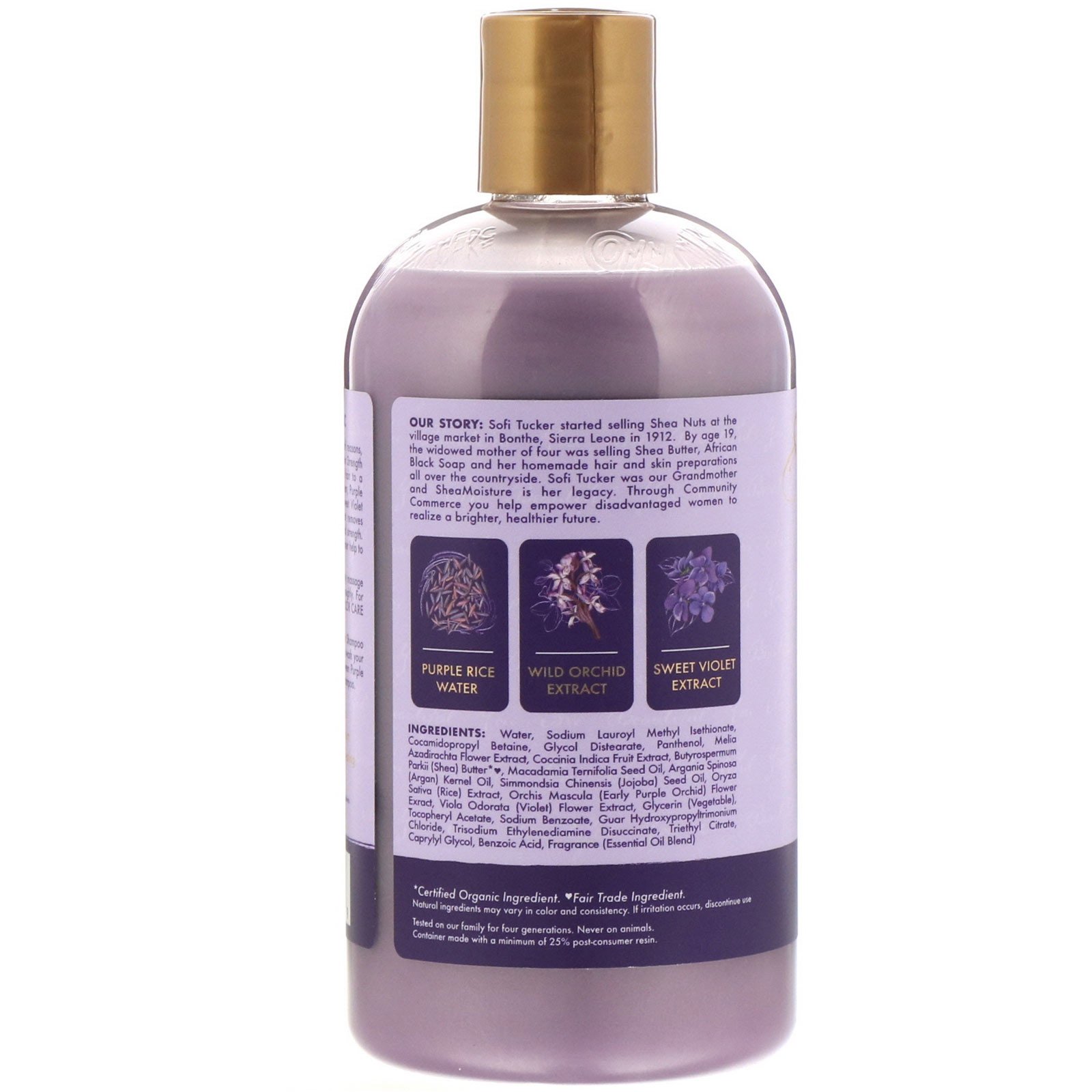 SheaMoisture, Purple Rice Water, Strength + Color Care Shampoo, 13.5 fl oz (399 ml) - Imagem 2