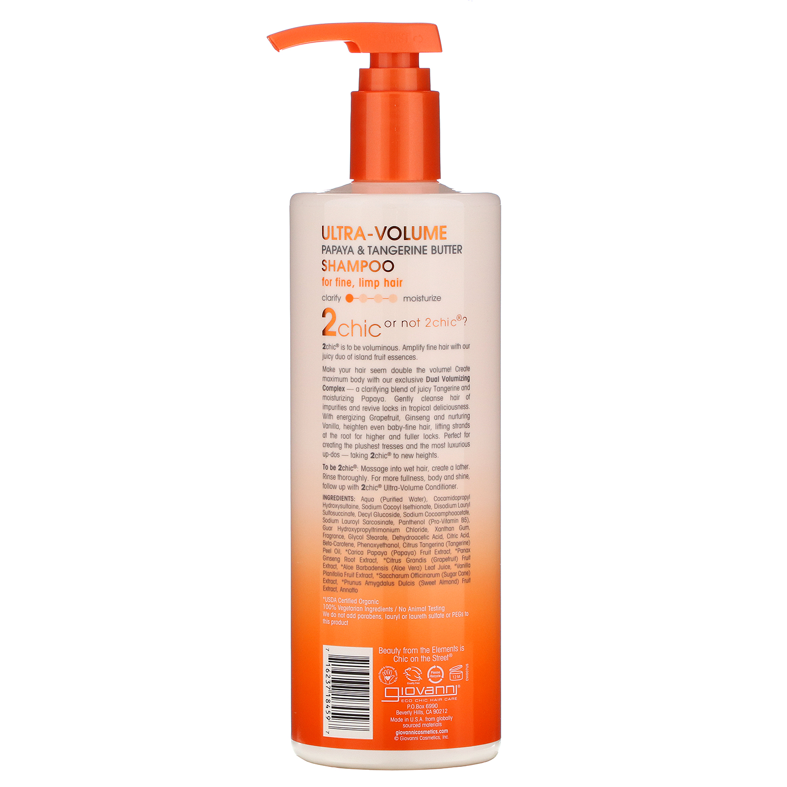 Giovanni, 2chic, Shampoo Ultravolume, para Cabelos Finos e Fracos, Tangerina e Manteiga de Mamão, 24 fl oz (710 ml) - Imagem 2