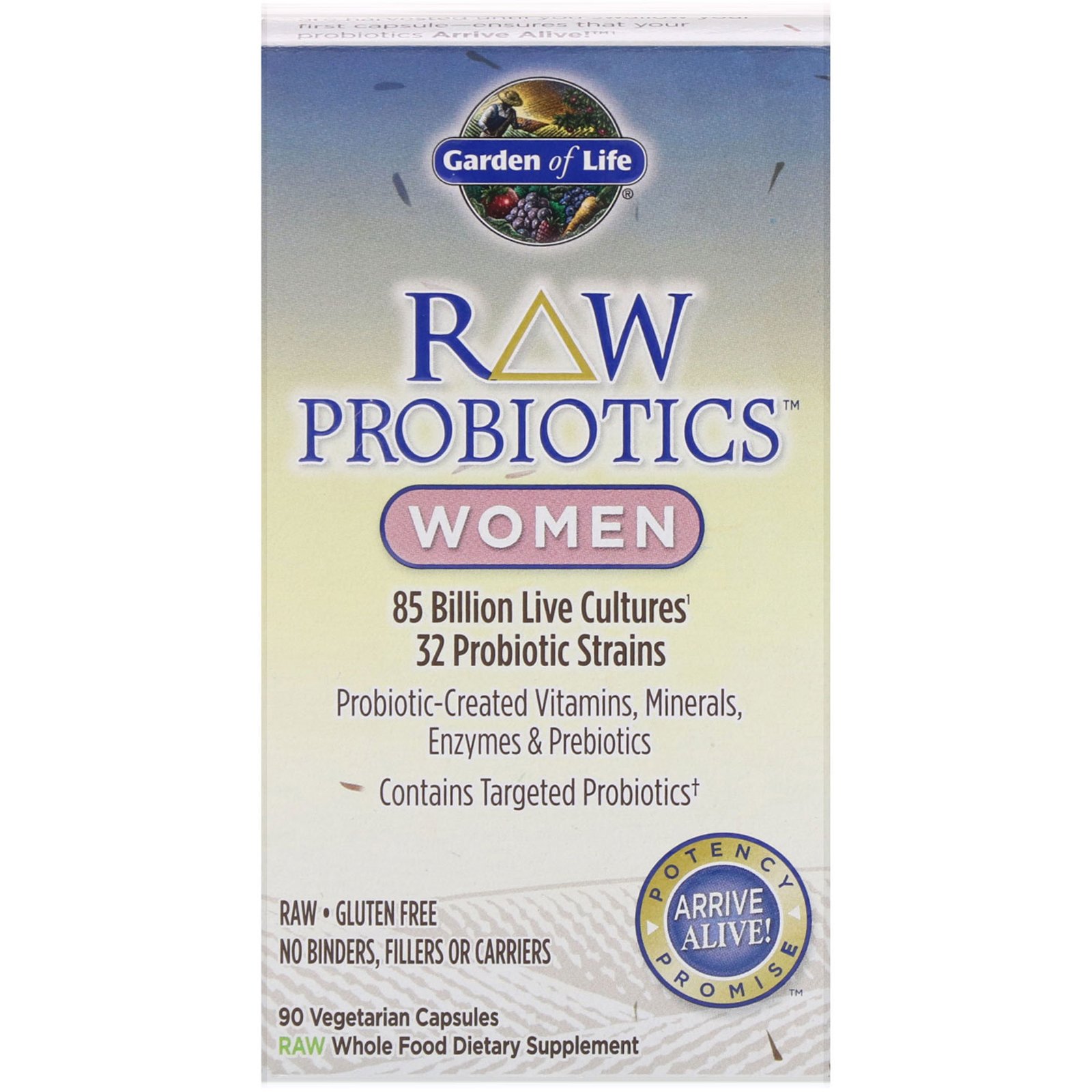 Garden of Life, RAW Probiotics, Mulheres, 90 Cápsulas Vegetais