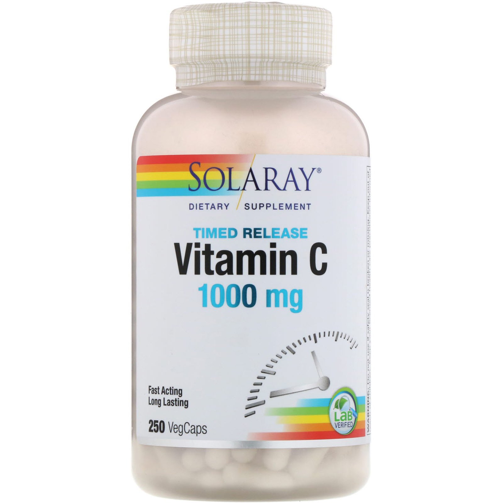 Solaray, Vitamina C de Liberação Programada, 1.000 mg, 250 Cápsulas Vegetais