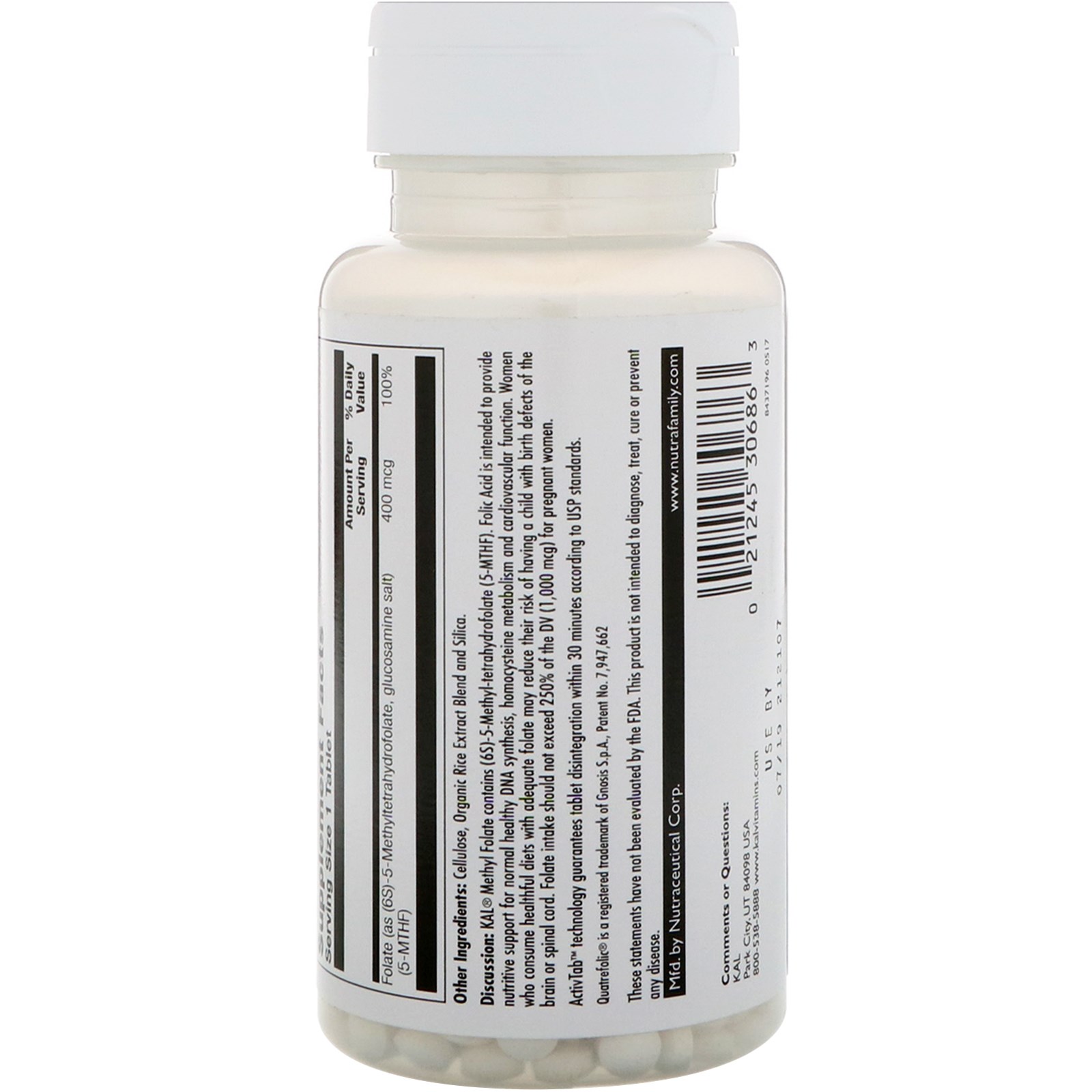 KAL, Metilfolato, 400 mcg, 90 Comprimidos - Imagem 3
