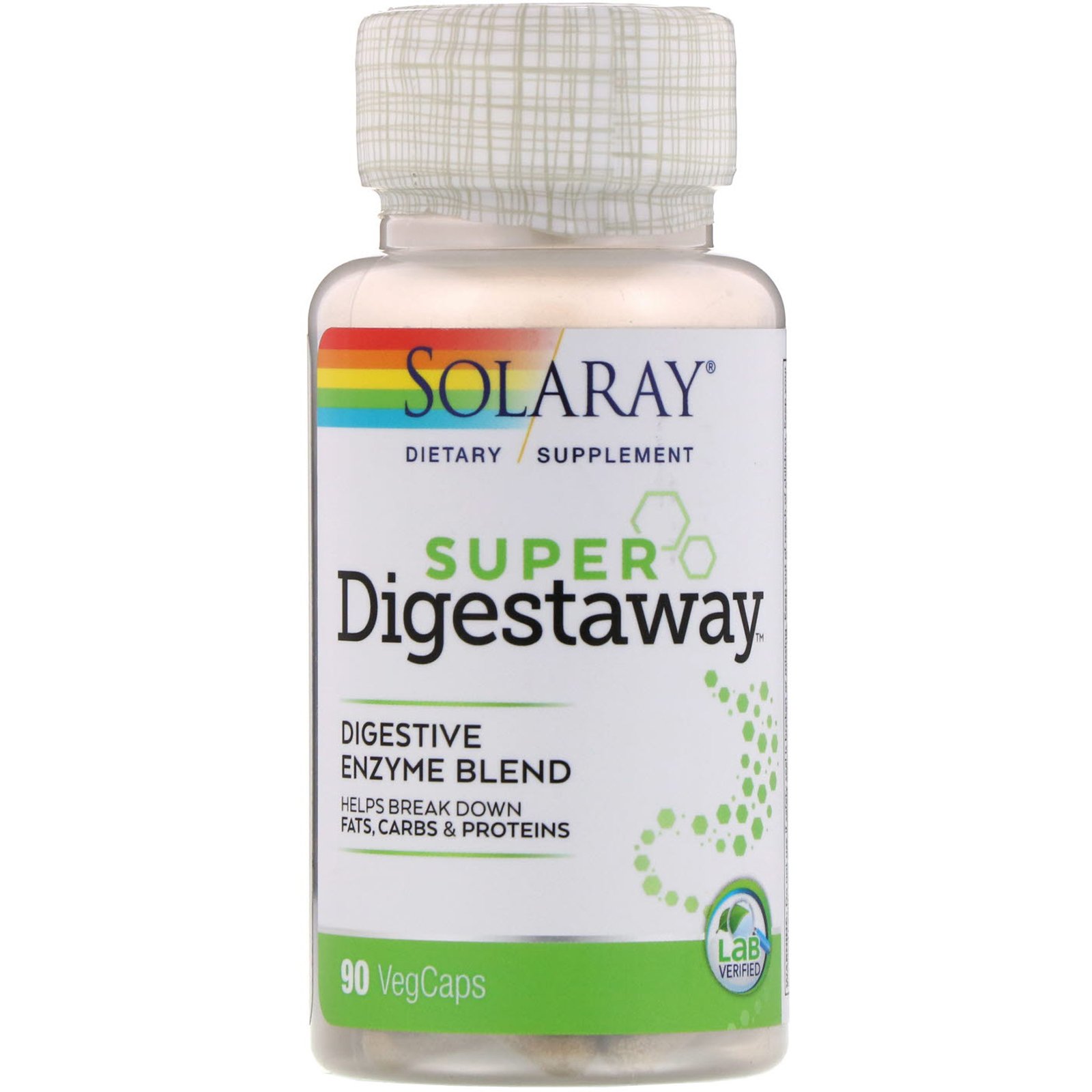 Solaray, Super Digestaway, Mistura de Enzimas Digestivas, 90 Cápsulas Vegetais
