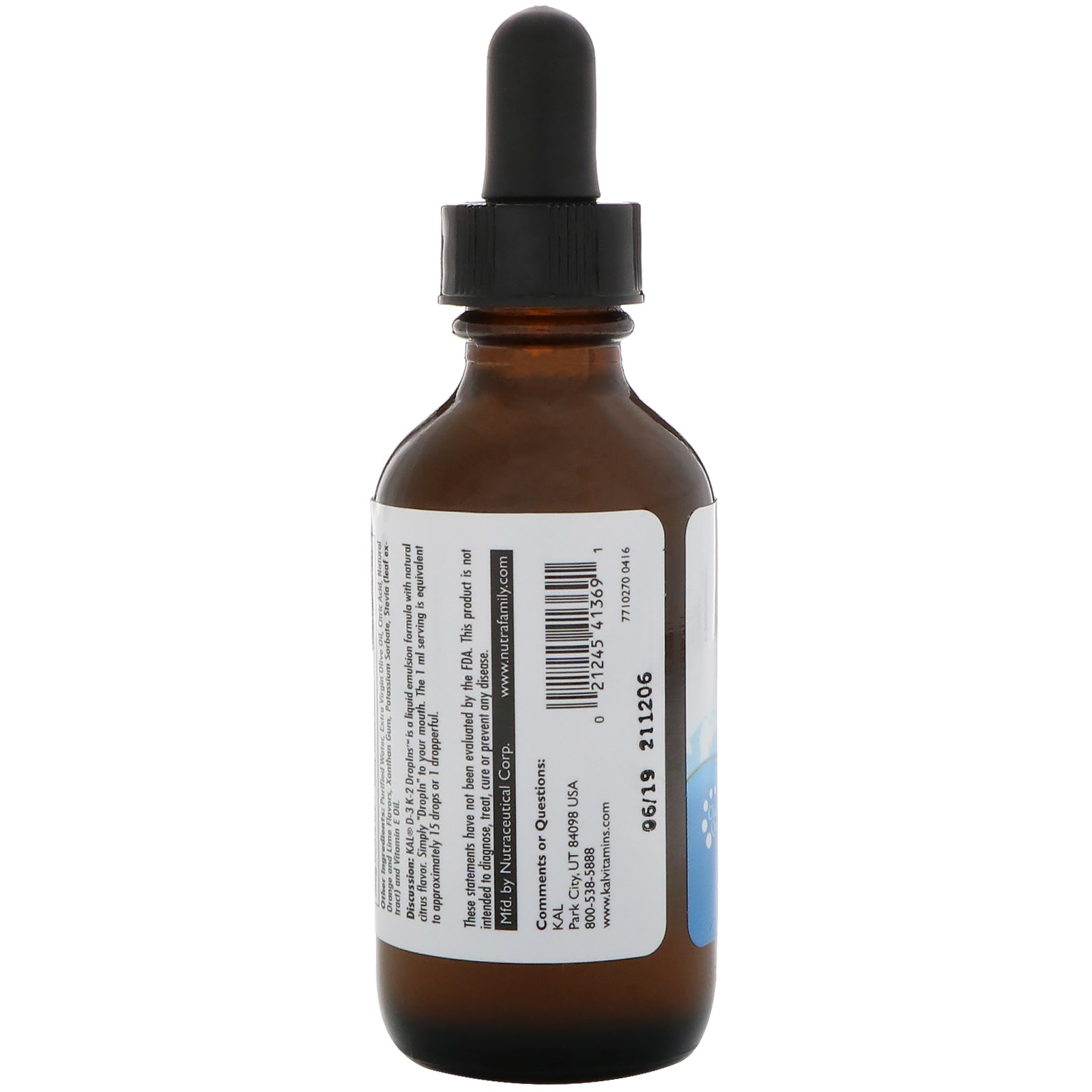 KAL, Vitamina D-3 K-2 Drop Ins, Sabor Cítrico Natural, 59 ml (2 fl oz) - Imagem 3