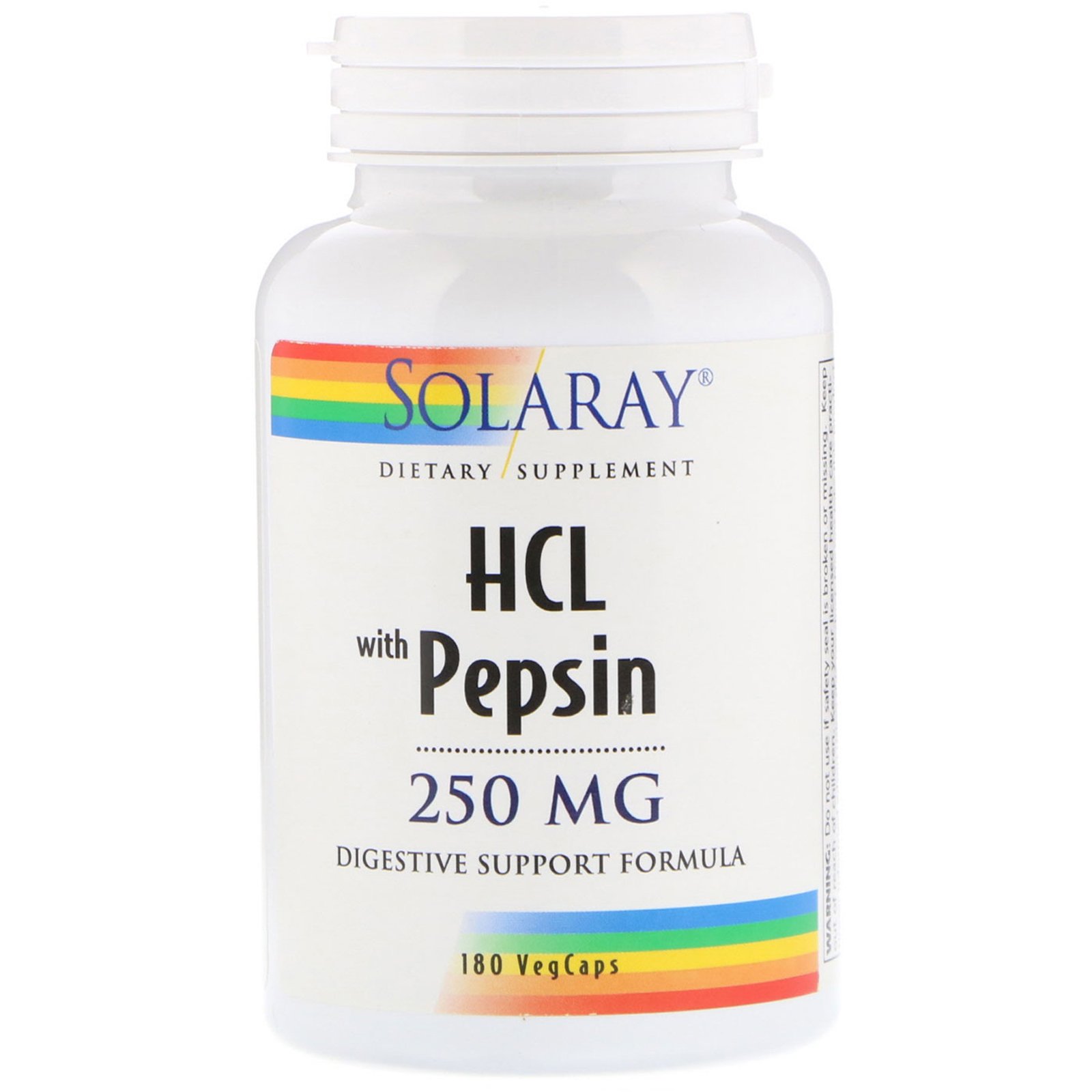 Solaray, HCL with Pepsin, 250 mg, 180 Capsules