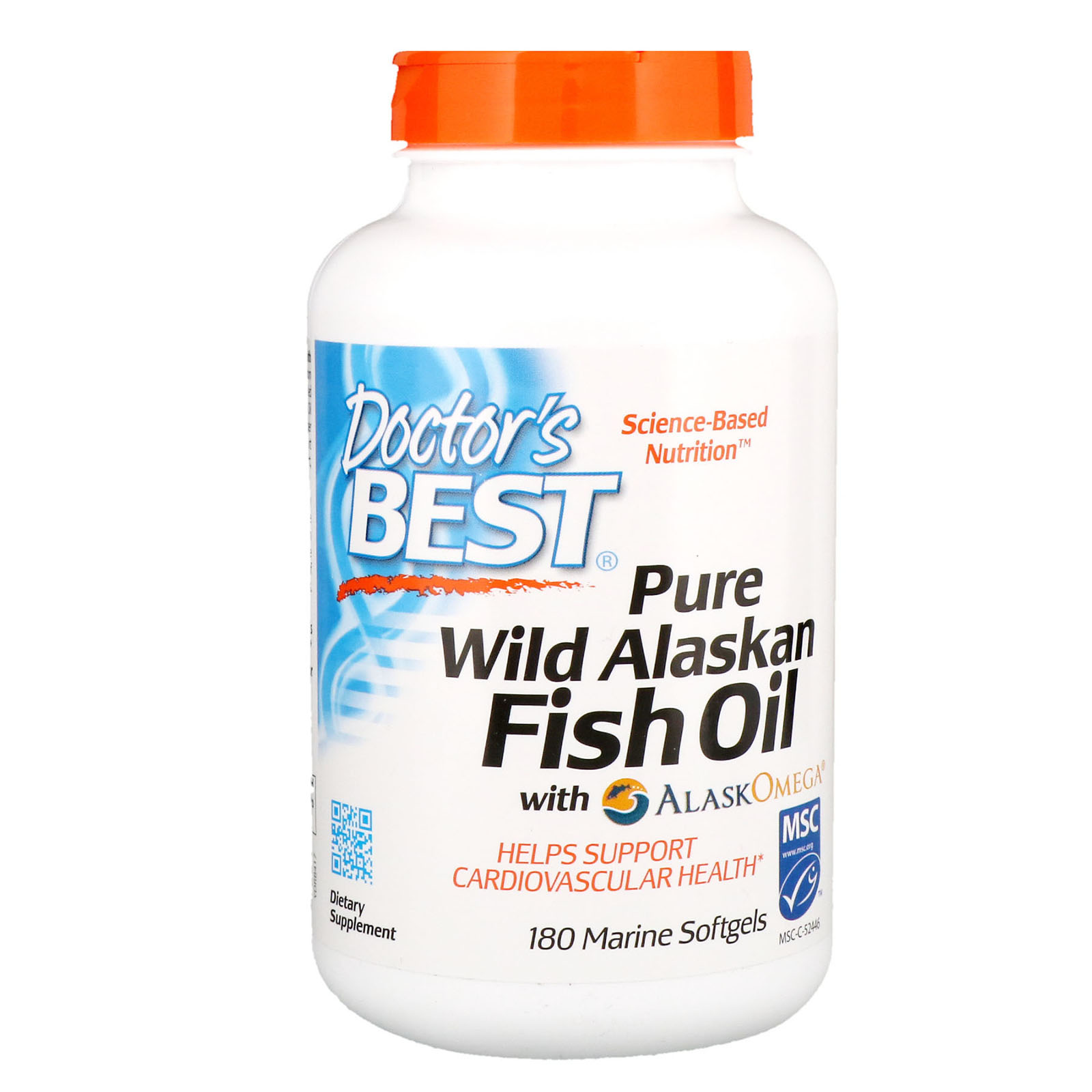 Doctor's Best, Óleo de Peixe Selvagem Puro do Alasca com AlaskOmega, 180 Cápsulas Softgel Marinhas