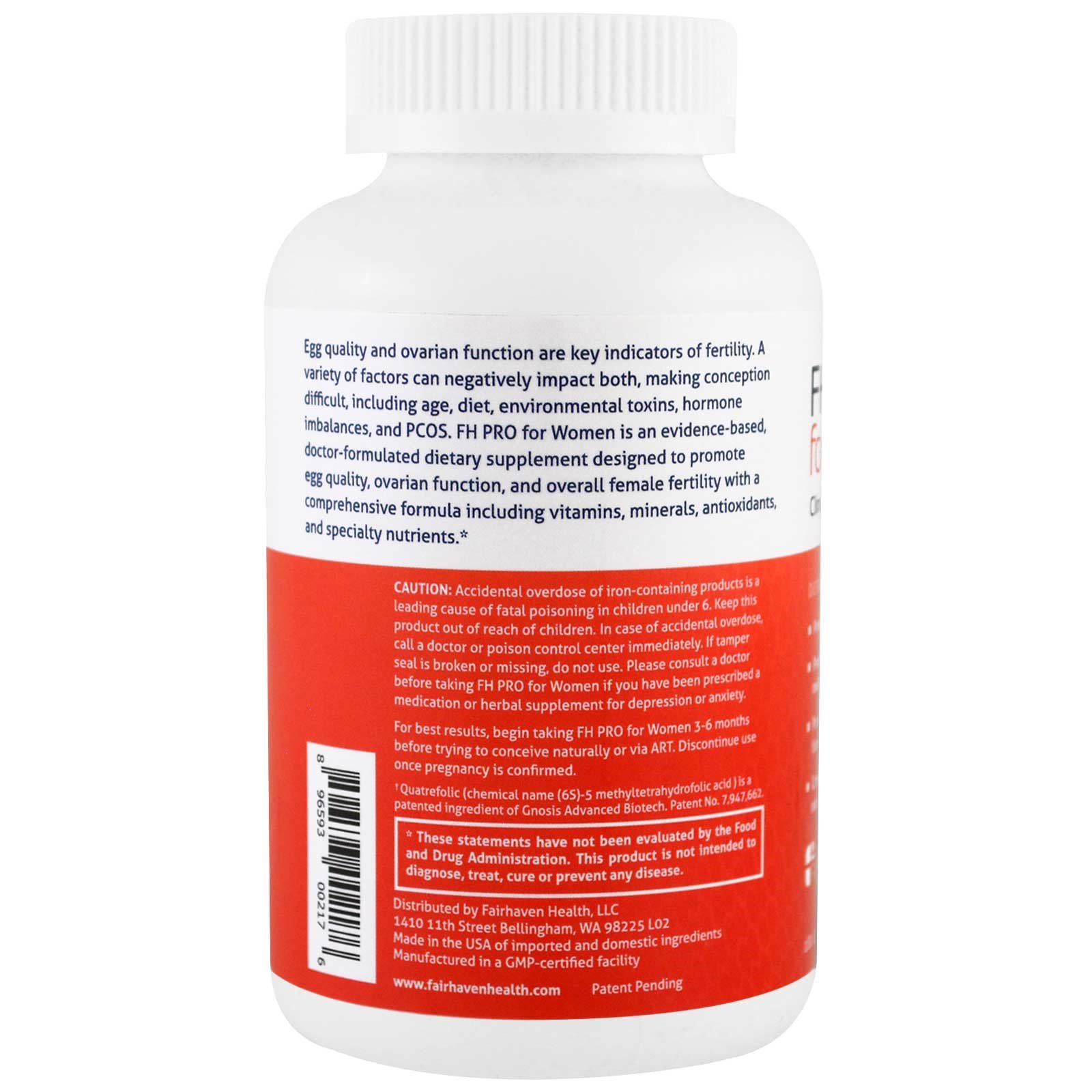 Fairhaven Health, FH Pro para Mulheres, Suplemento de Fertilidade de Grau Clínico, 180 Cápsulas - Imagem 3