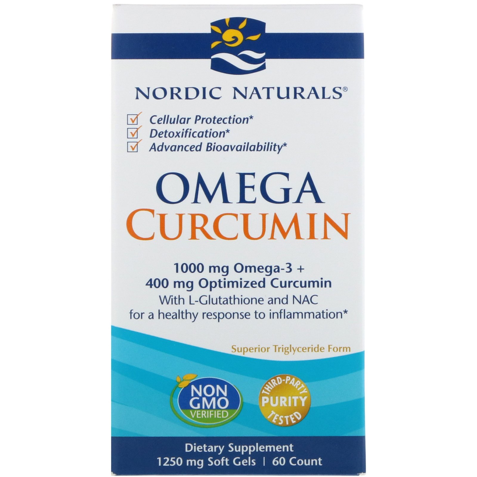 Nordic Naturals, Ômega Curcumina, 1.250 mg, 60 Cápsulas Softgel