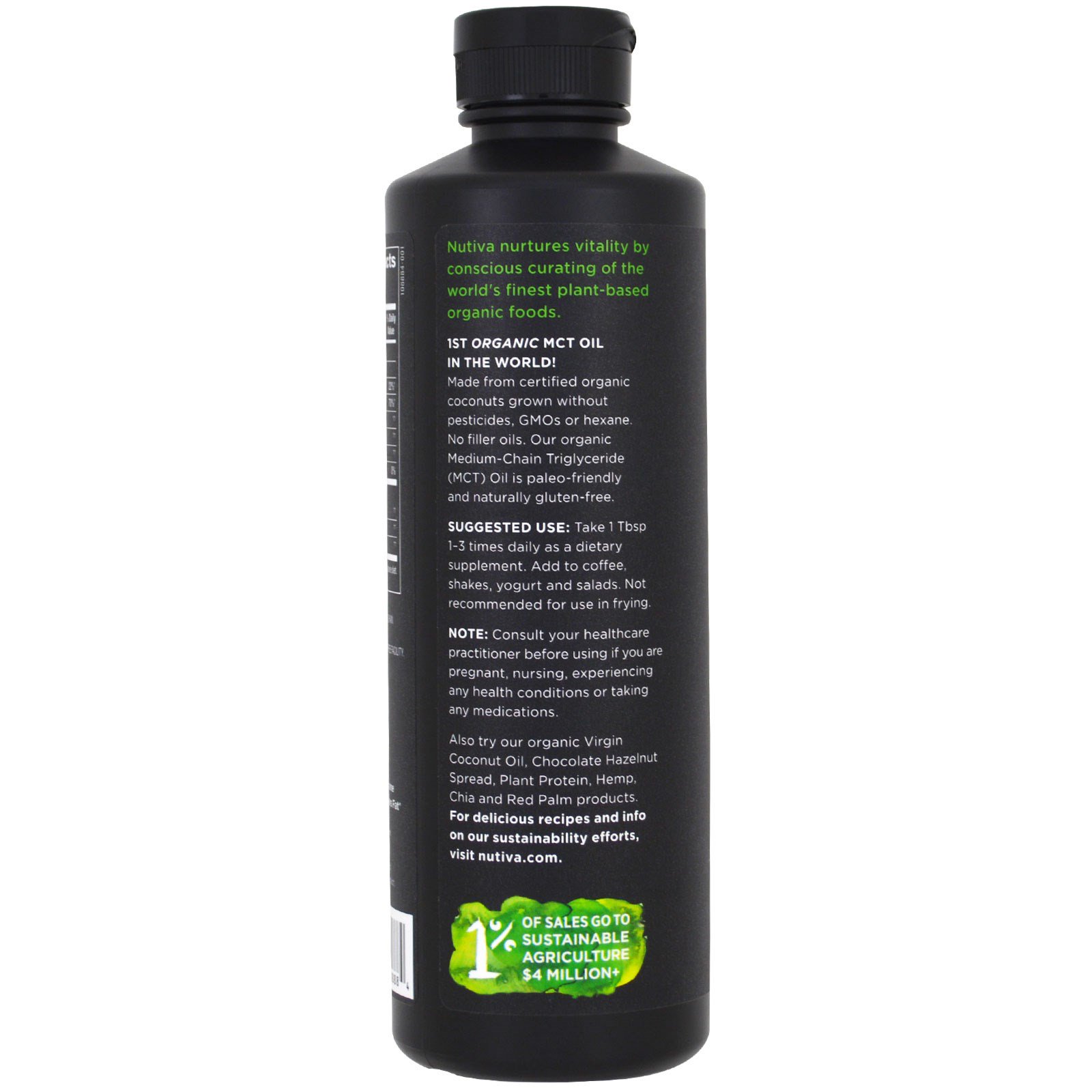 Nutiva, Óleo TCM Orgânico de Coco, Sem Sabor, 473 ml (16 fl oz) - Imagem 3