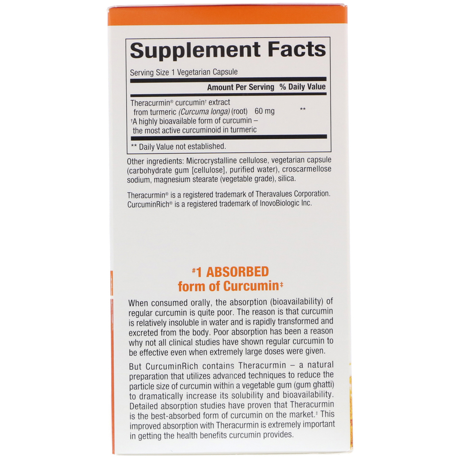 Natural Factors, CurcuminRich, Theracurmin de Potência Dupla, 120 Capsulas Vegetarianas - Imagem 2