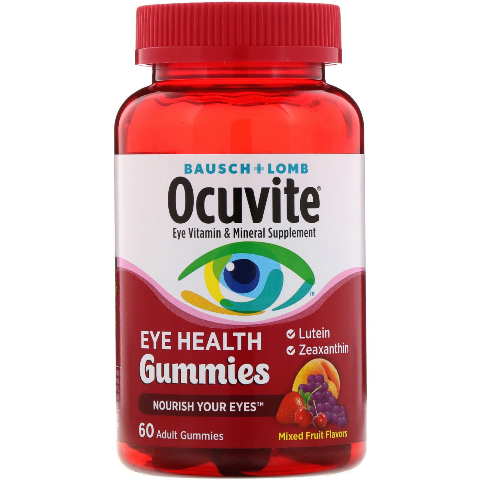 Bausch & Lomb, Gomas para Saúde Ocular, Sabores de Frutas Misturadas, 60 Gomas Adultos