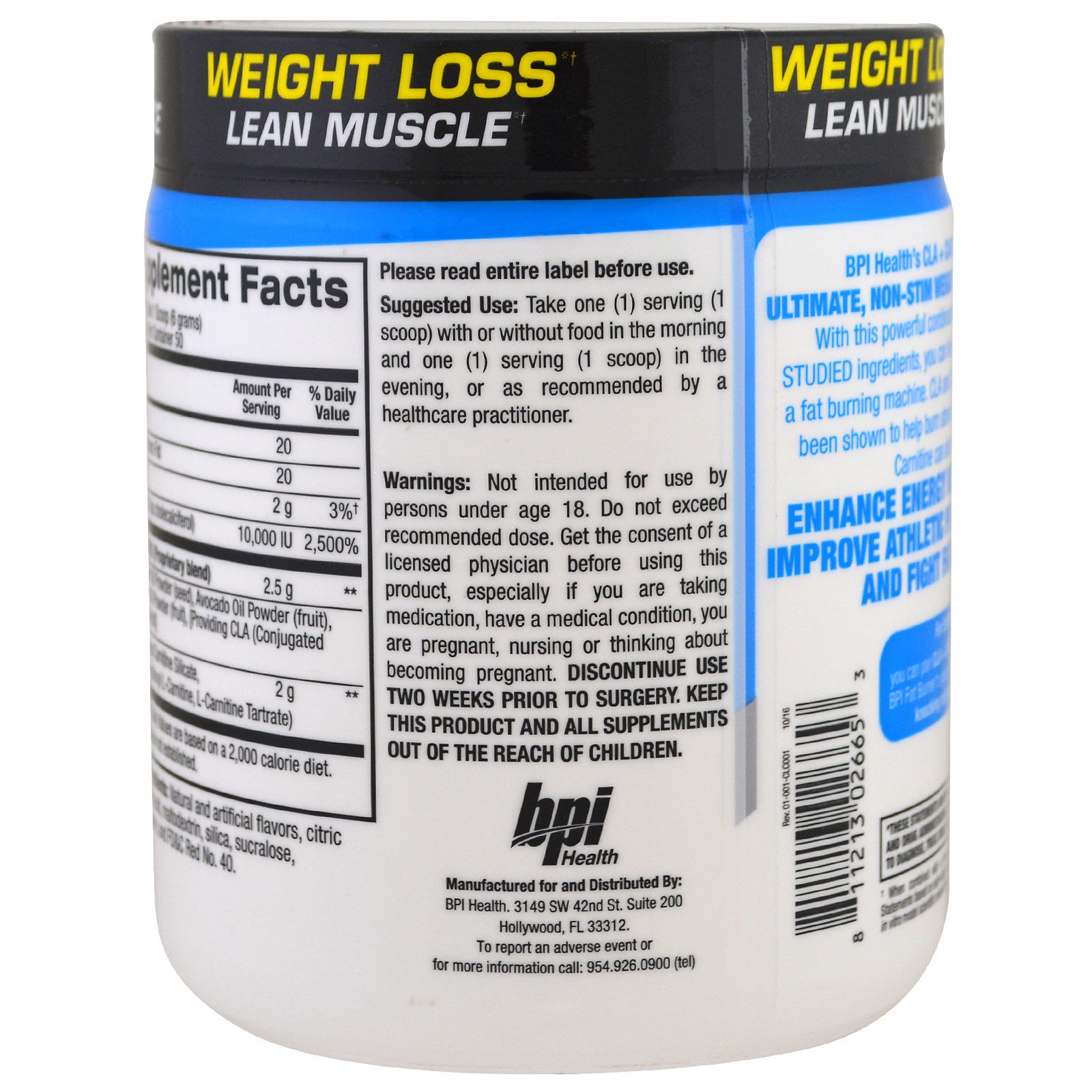 BPI Sports, CLA + Carnitina, Ponche de Frutas, 300 g (10,58 oz) - Imagem 3