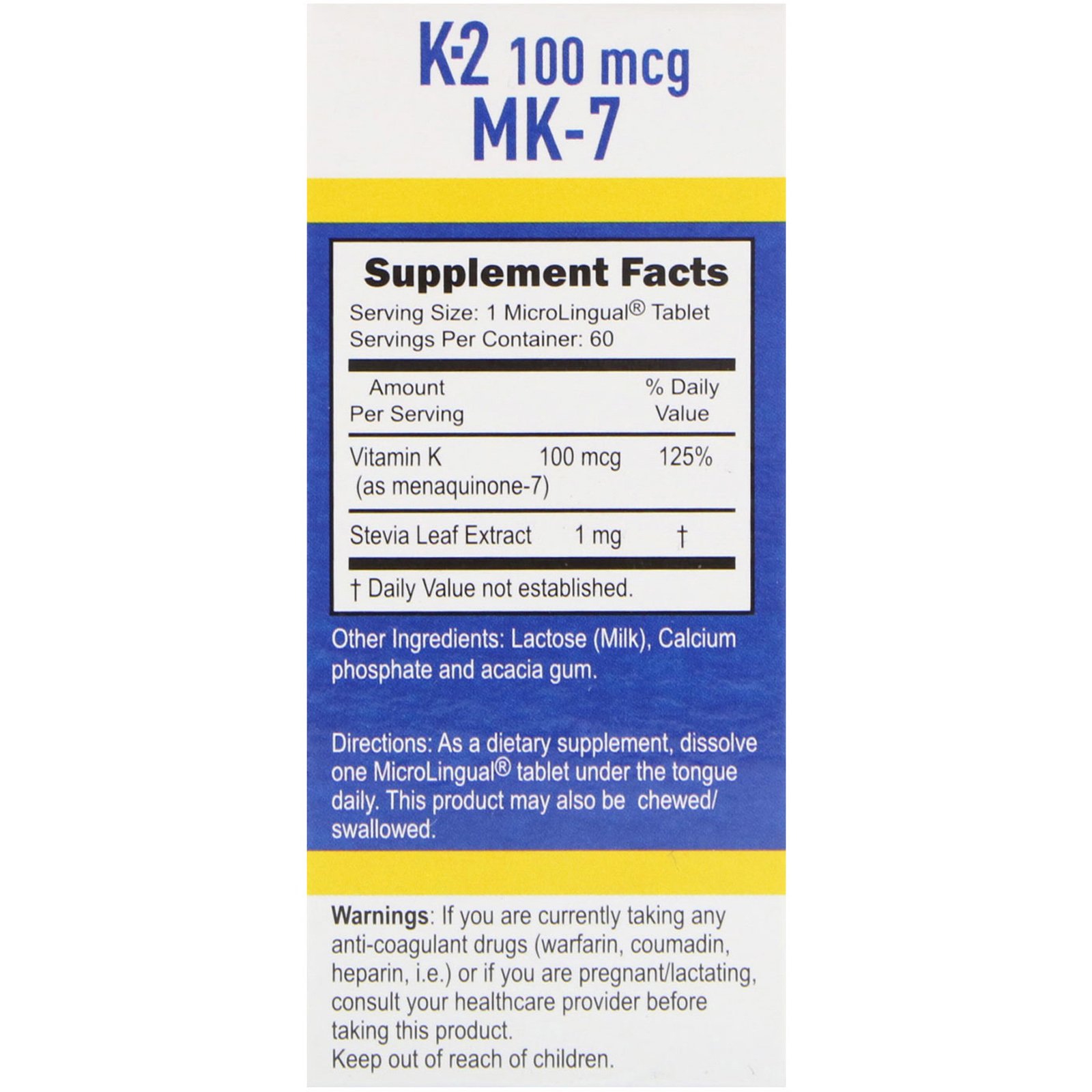 Superior Source, Vitamina K-2, 100 mcg, 60 comprimidos microlinguais solúveis instantâneos - Imagem 2
