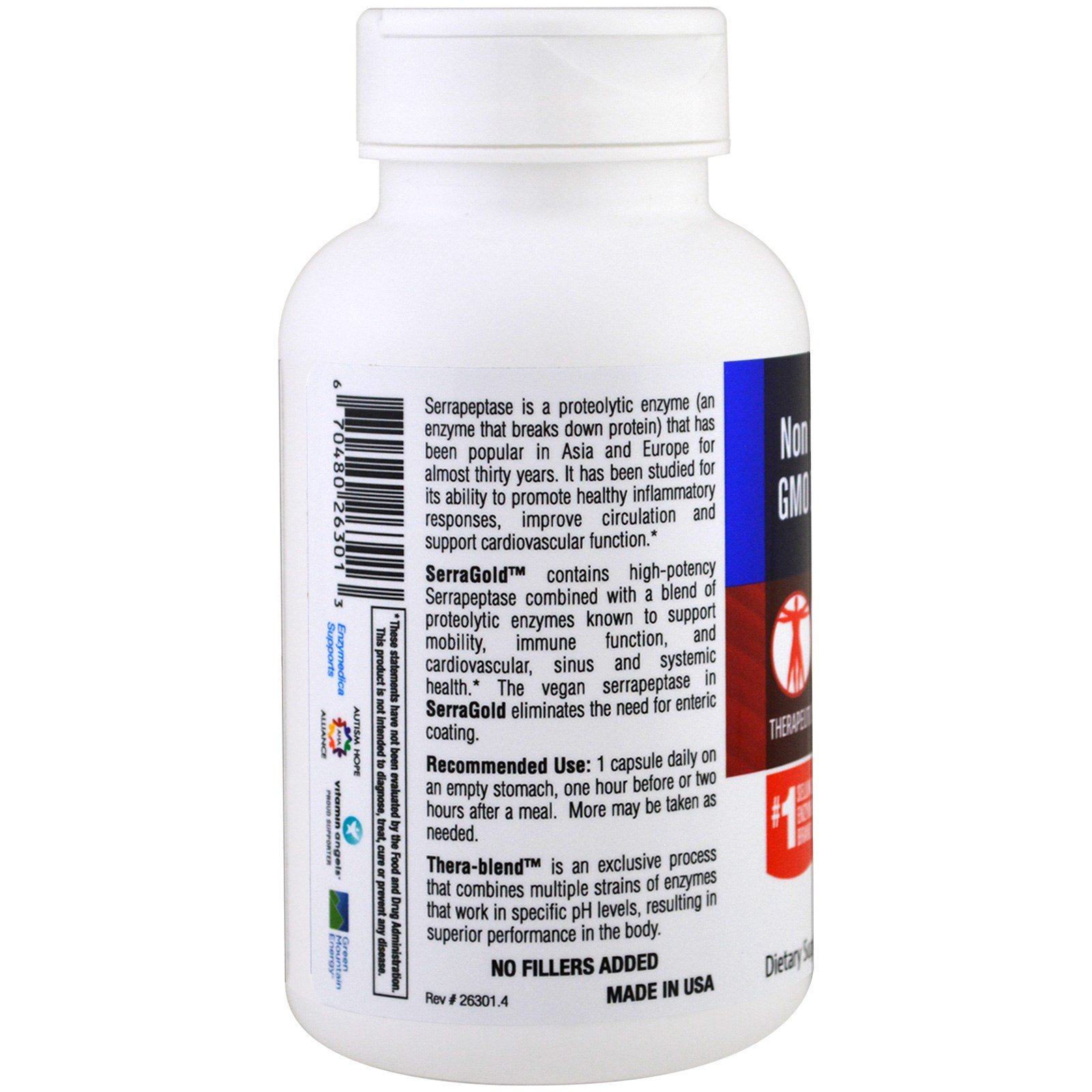 Enzymedica, SerraGold, Serrapeptase de Alta Potência, 120 Cápsulas - Imagem 3