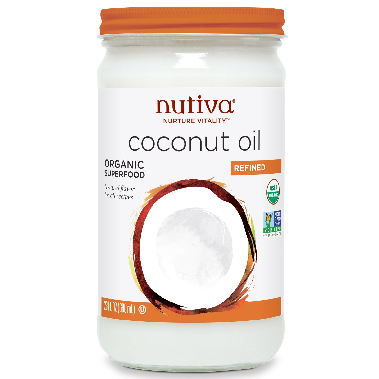 Nutiva, Óleo de Coco Orgânico, Refinado, 680 ml (23 fl oz)