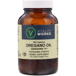 Vitality Works, Óleo de Orégano, Carvacrol 70, 120 Cápsulas Vegetais Líquidas