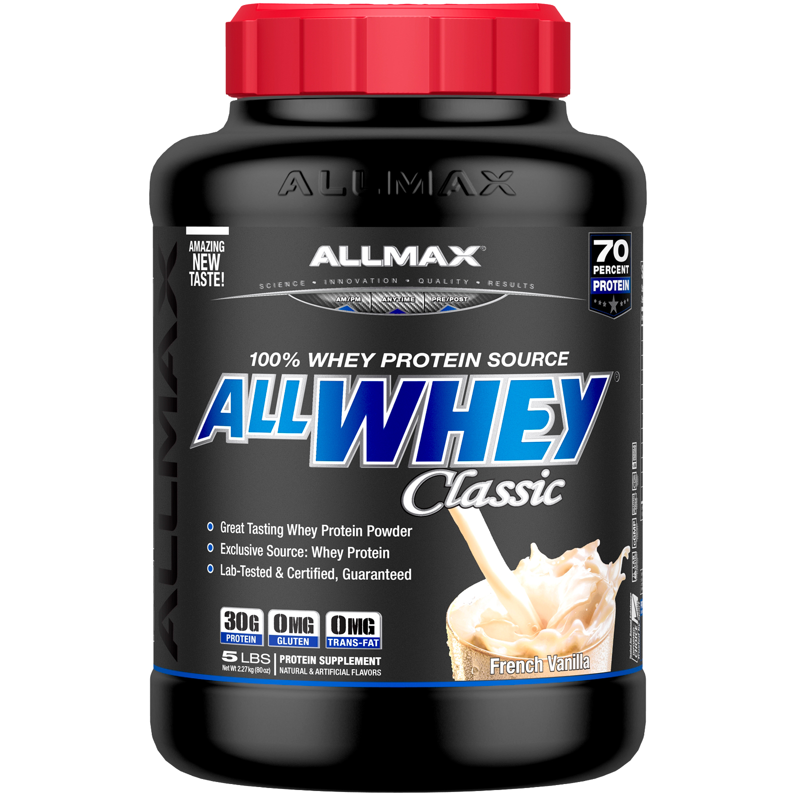 ALLMAX Nutrition, AllWhey Classic, 100% Proteína de soro de leite, Baunilha francesa, 5 lbs (2,27 kg)