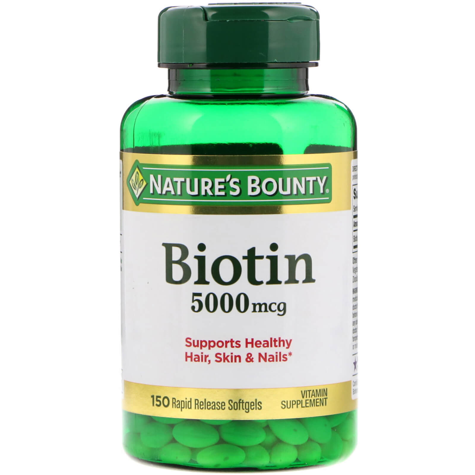 Nature's Bounty, Biotin, 5,000 mcg, 150 Rapid Release Softgels