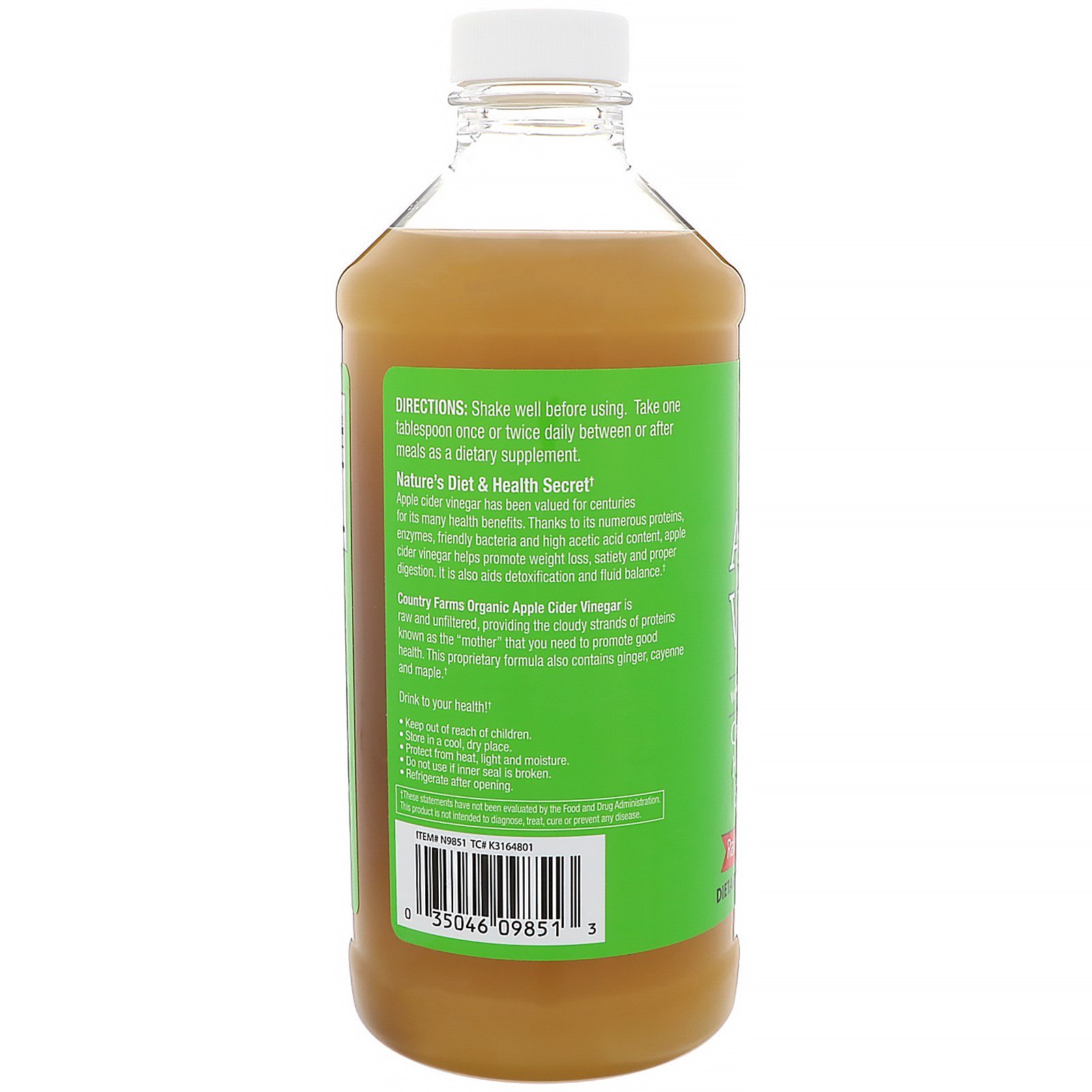 Country Farms, Vinagre de Maçã com Gengibre, Orgânico, Pimenta-da-caiena e Bordo, 16 fl oz (473 ml) - Imagem 3